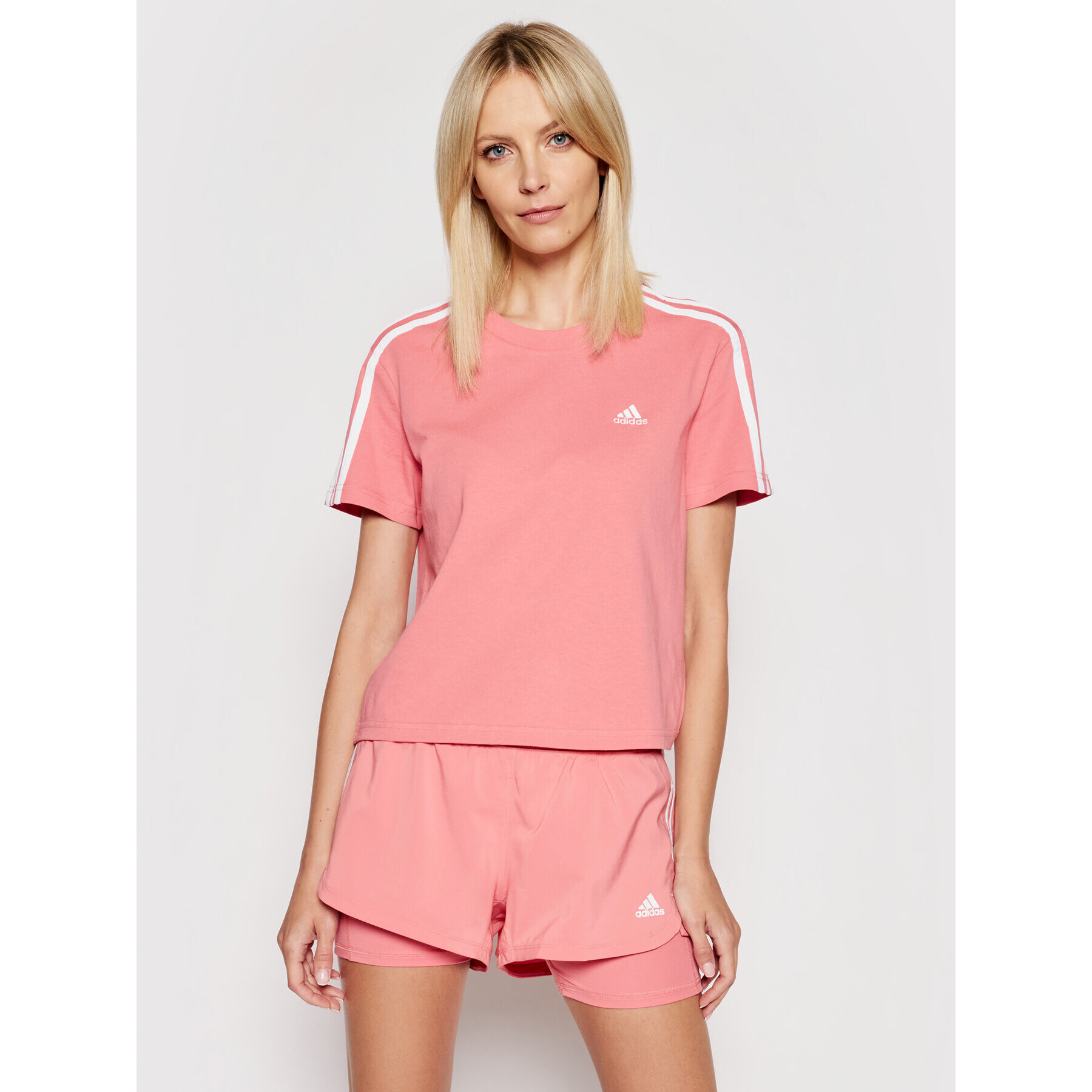 adidas Тишърт Essentials 3-Stripes GL0780 Розов Loose Fit - Pepit.bg