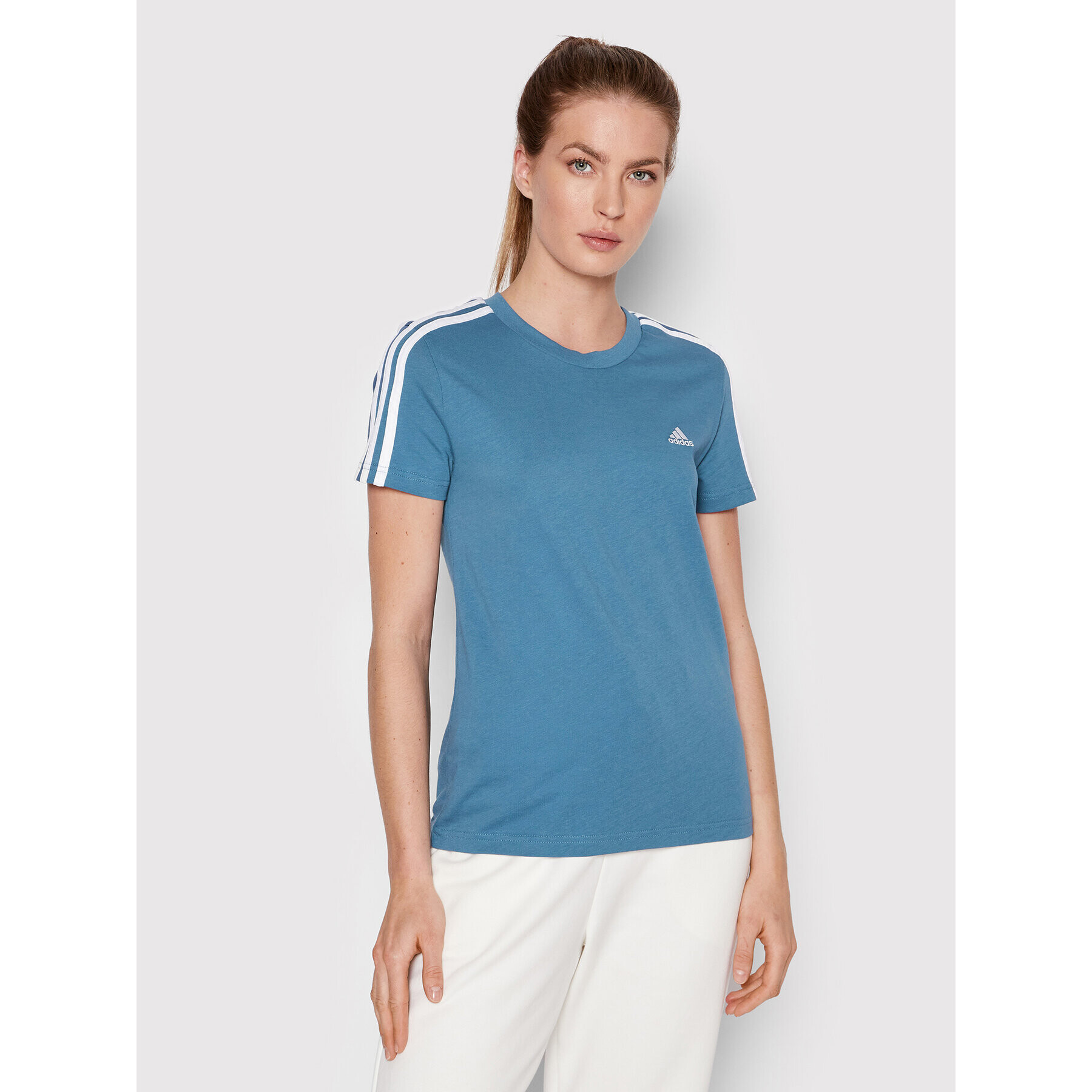 adidas Тишърт Essentials 3-Stripes HF7238 Син Slim Fit - Pepit.bg