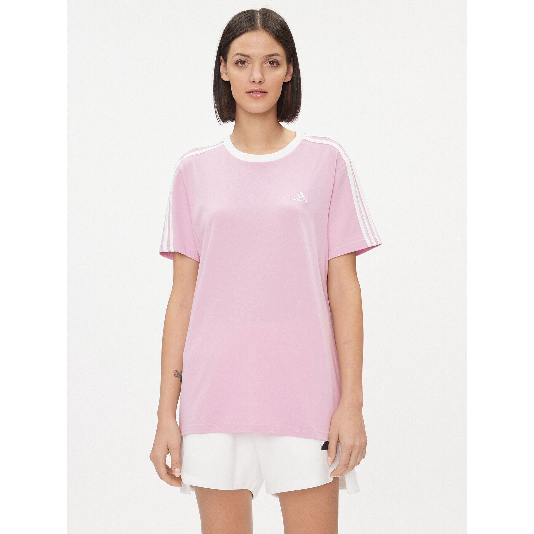 adidas Тишърт Essentials 3-Stripes IM2875 Розов Loose Fit - Pepit.bg