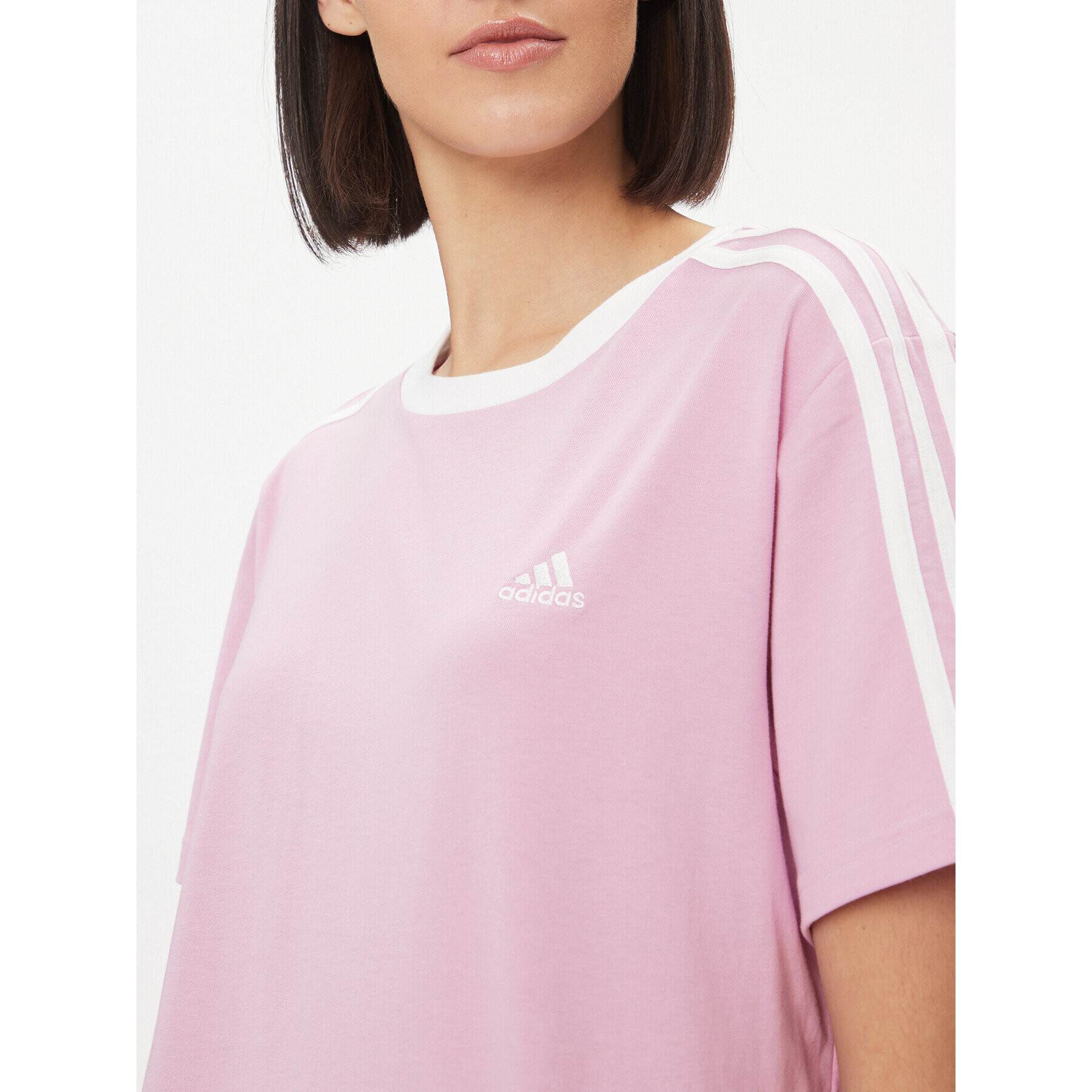 adidas Тишърт Essentials 3-Stripes IM2875 Розов Loose Fit - Pepit.bg