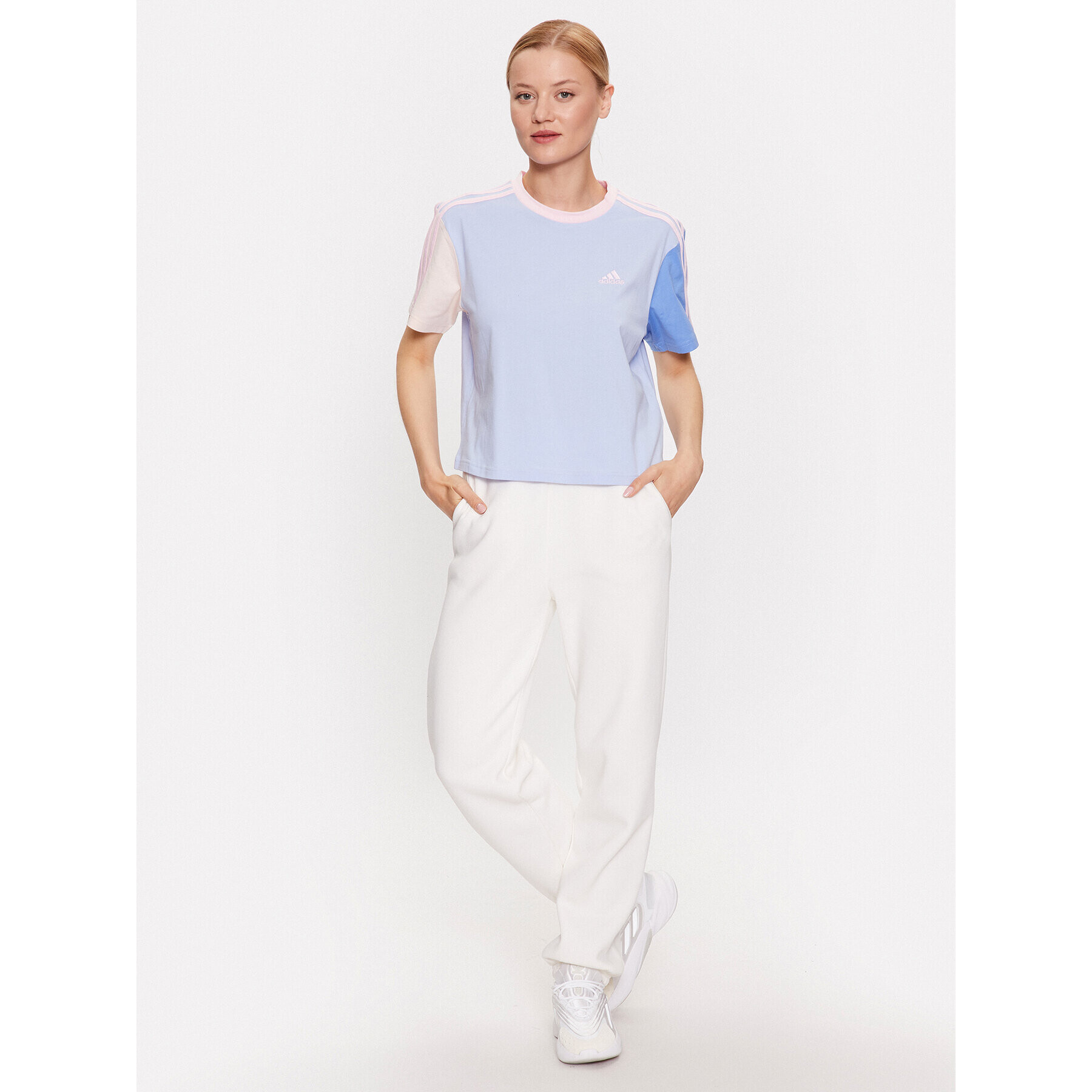 adidas Тишърт Essentials 3-Stripes Single Jersey Crop Top IC1472 Син Loose Fit - Pepit.bg