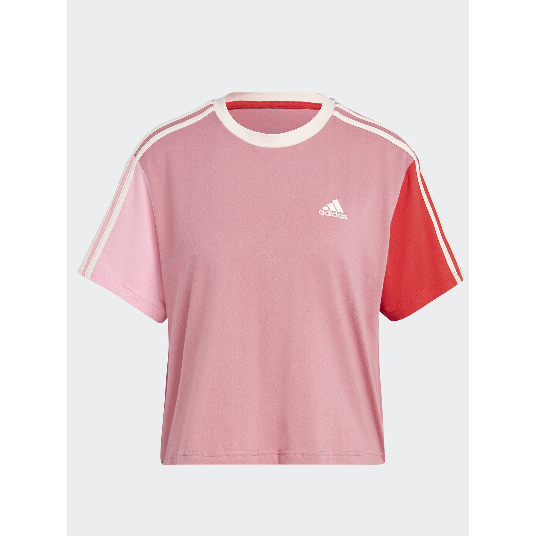 adidas Тишърт Essentials 3-Stripes Single Jersey Crop Top IC9926 Розов Loose Fit - Pepit.bg