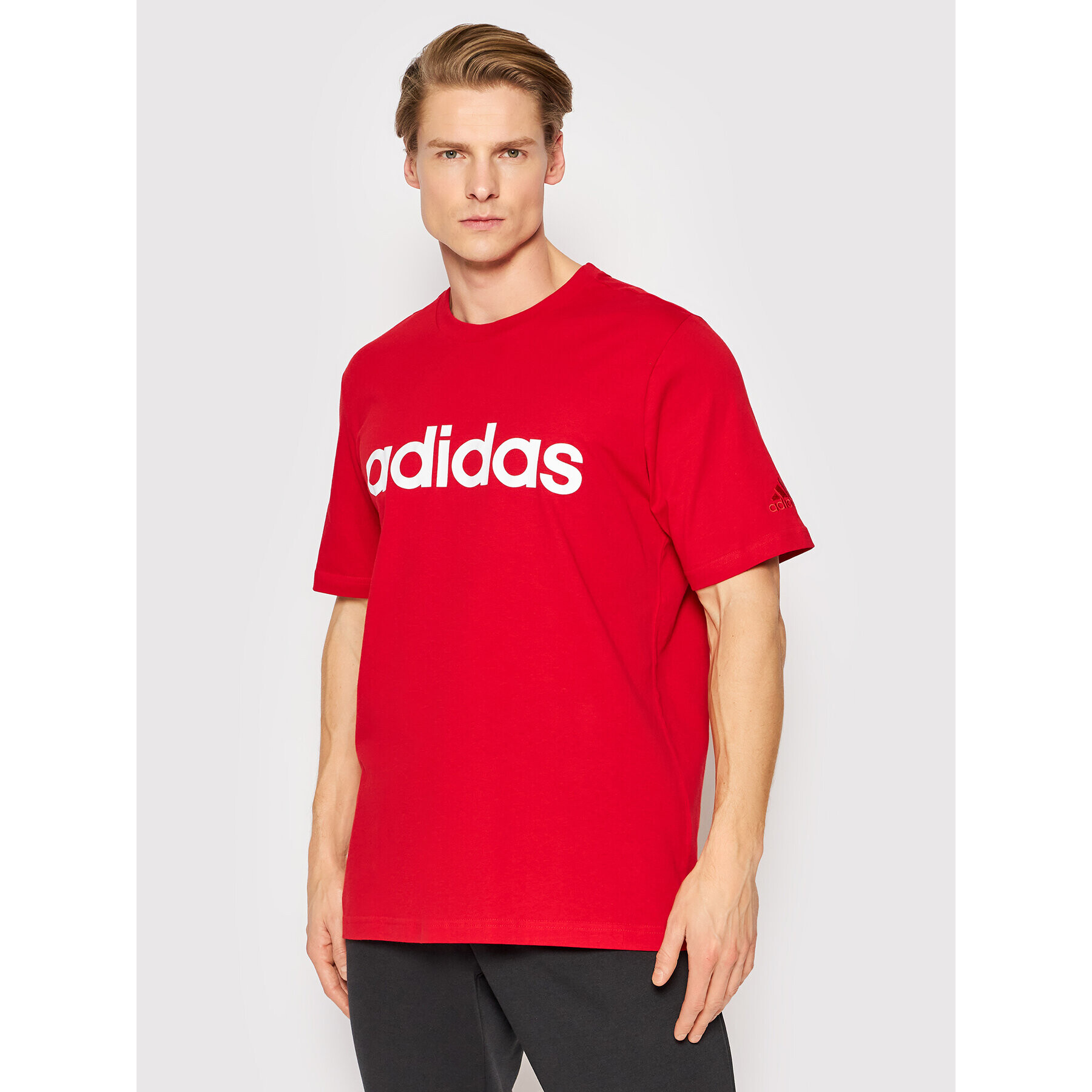 adidas Тишърт Essentials Embroidered Linear Logo GL0061 Червен Regular Fit - Pepit.bg