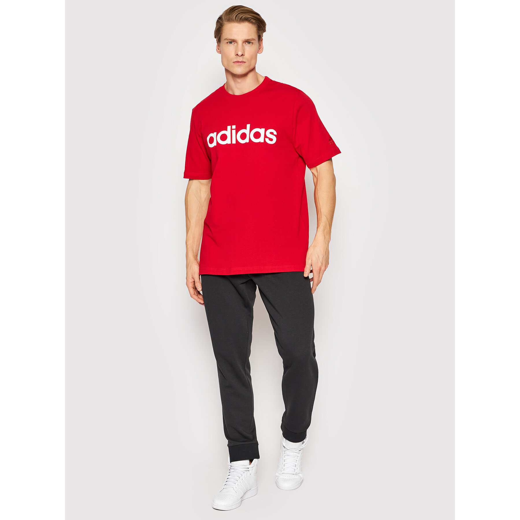 adidas Тишърт Essentials Embroidered Linear Logo GL0061 Червен Regular Fit - Pepit.bg