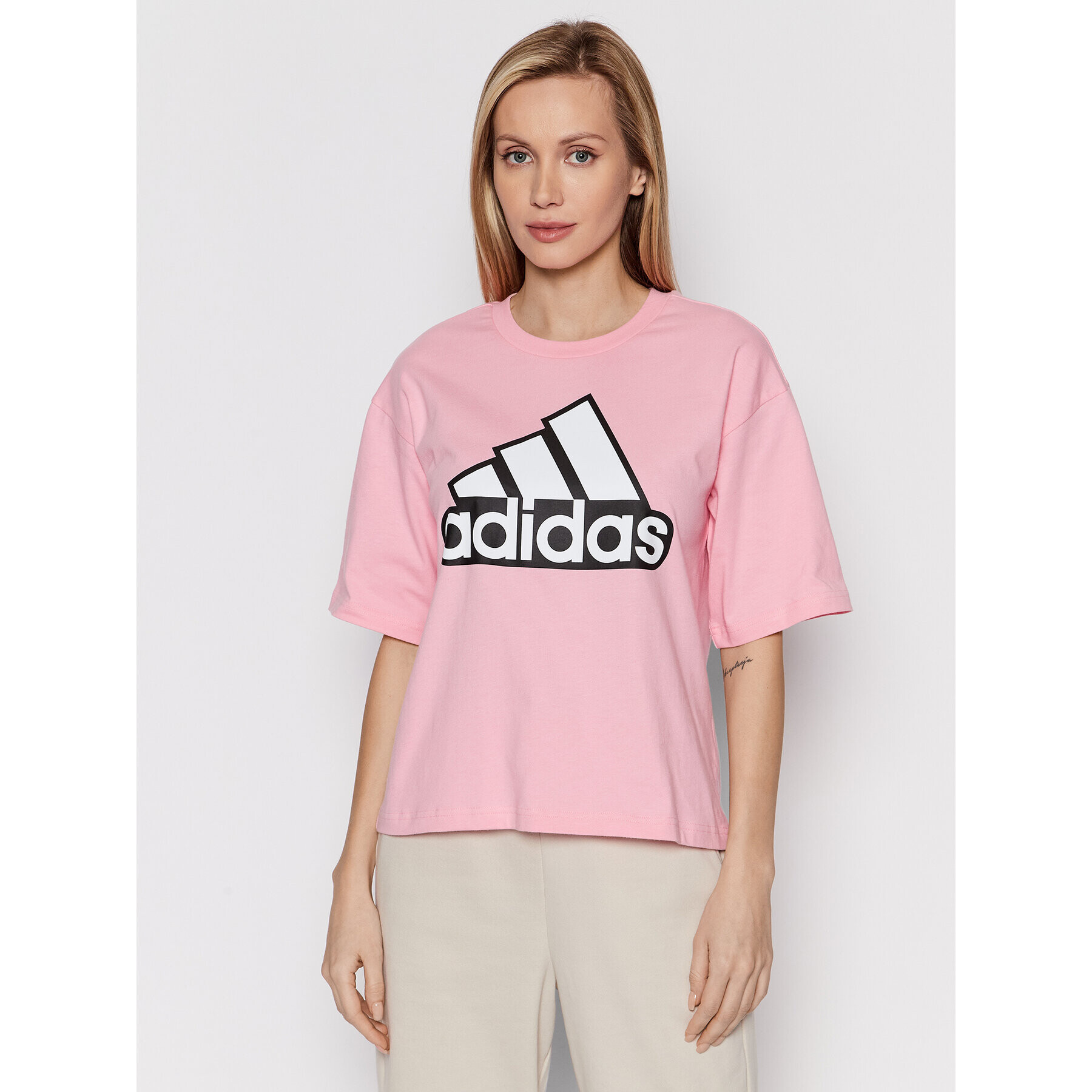 adidas Performance Тишърт Essentials Logo HC9184 Розов Loose Fit - Pepit.bg