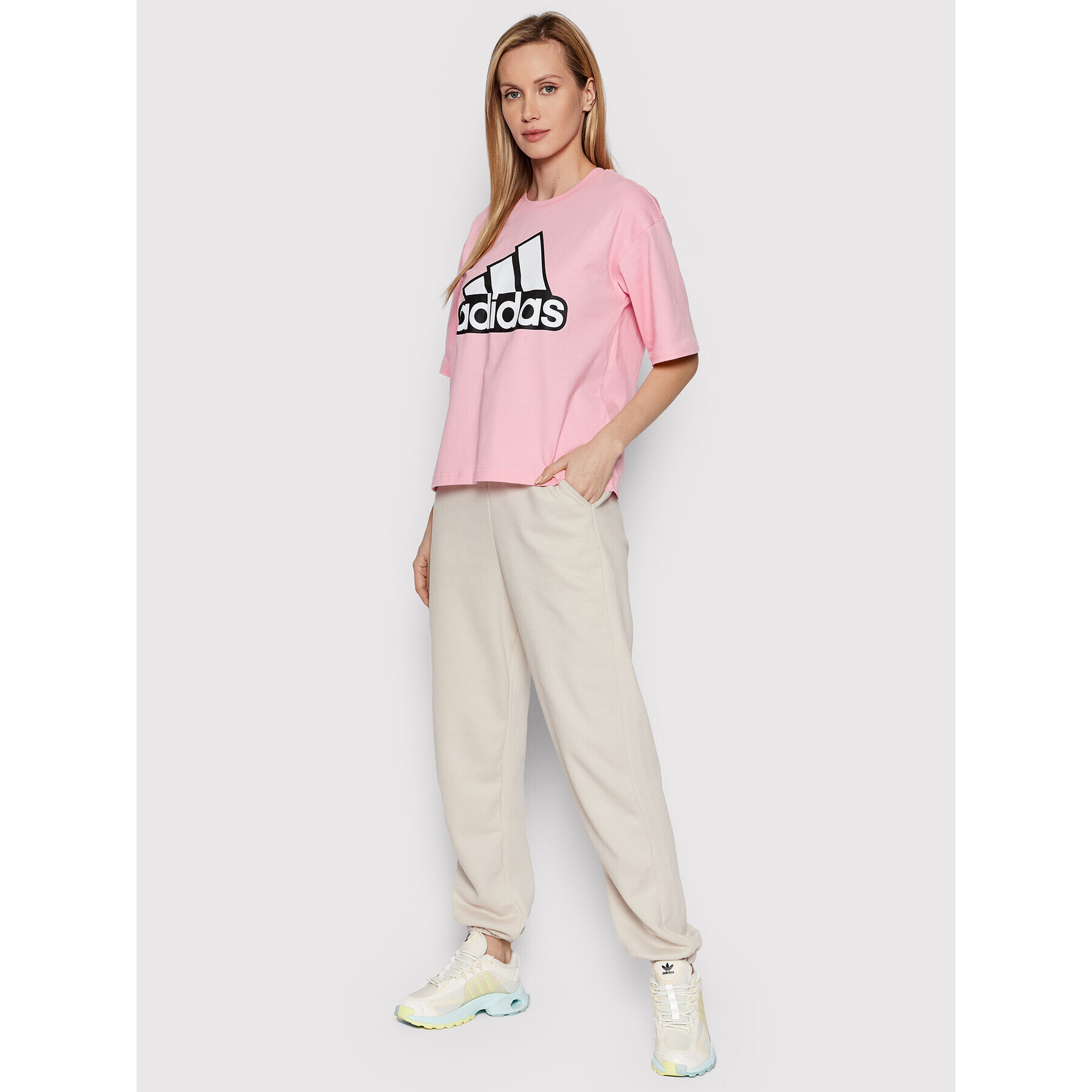 adidas Performance Тишърт Essentials Logo HC9184 Розов Loose Fit - Pepit.bg