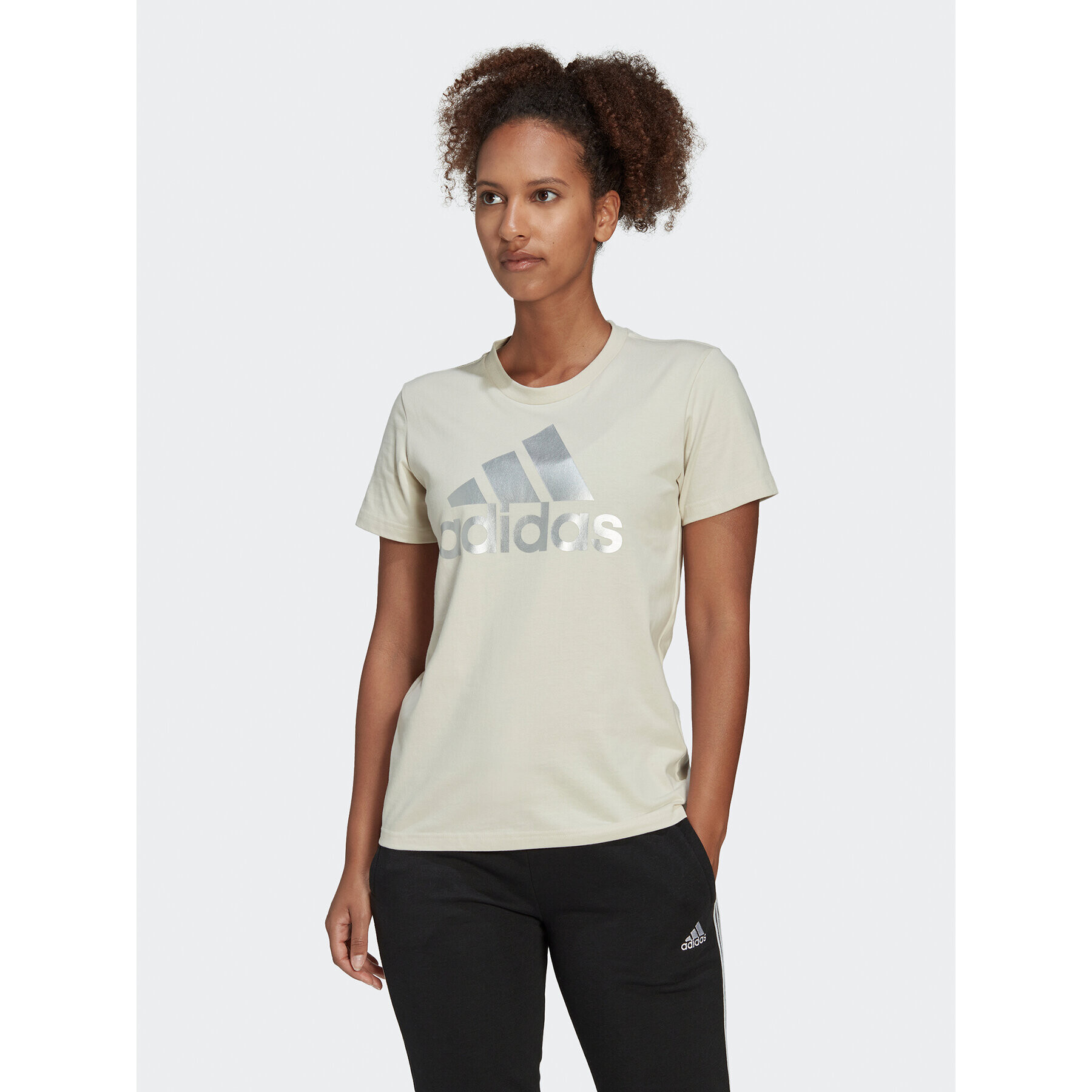 adidas Тишърт Essentials Logo HL2032 Бежов Regular Fit - Pepit.bg