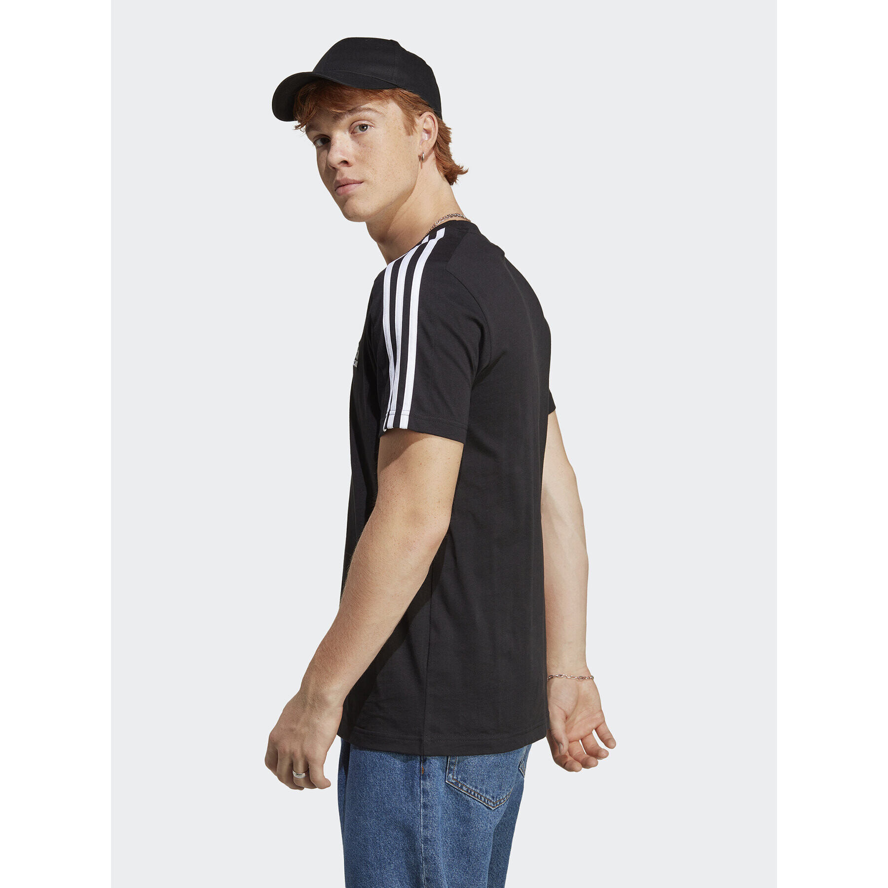 adidas Тишърт Essentials Single Jersey 3-Stripes T-Shirt IC9334 Черен Regular Fit - Pepit.bg