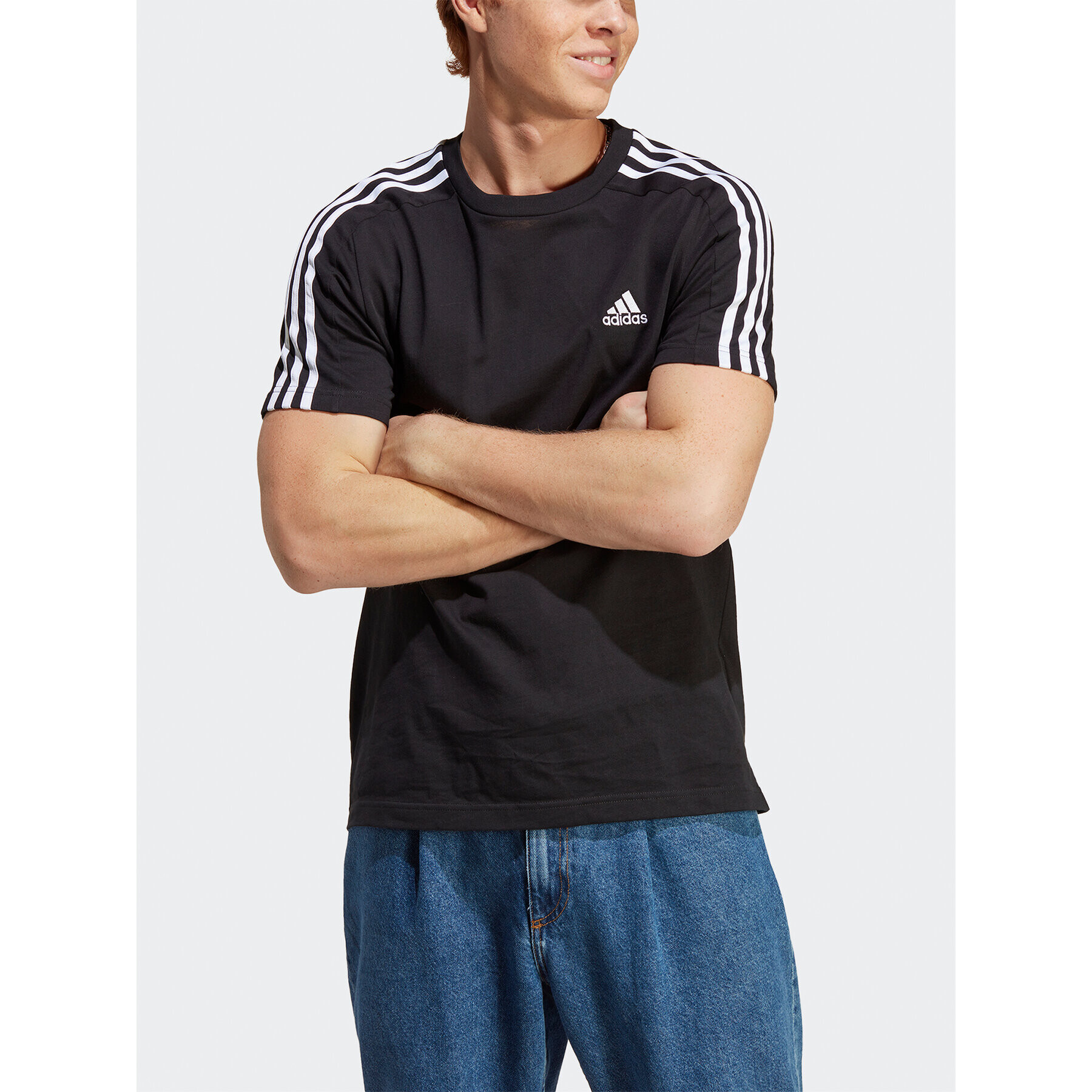 adidas Тишърт Essentials Single Jersey 3-Stripes T-Shirt IC9334 Черен Regular Fit - Pepit.bg