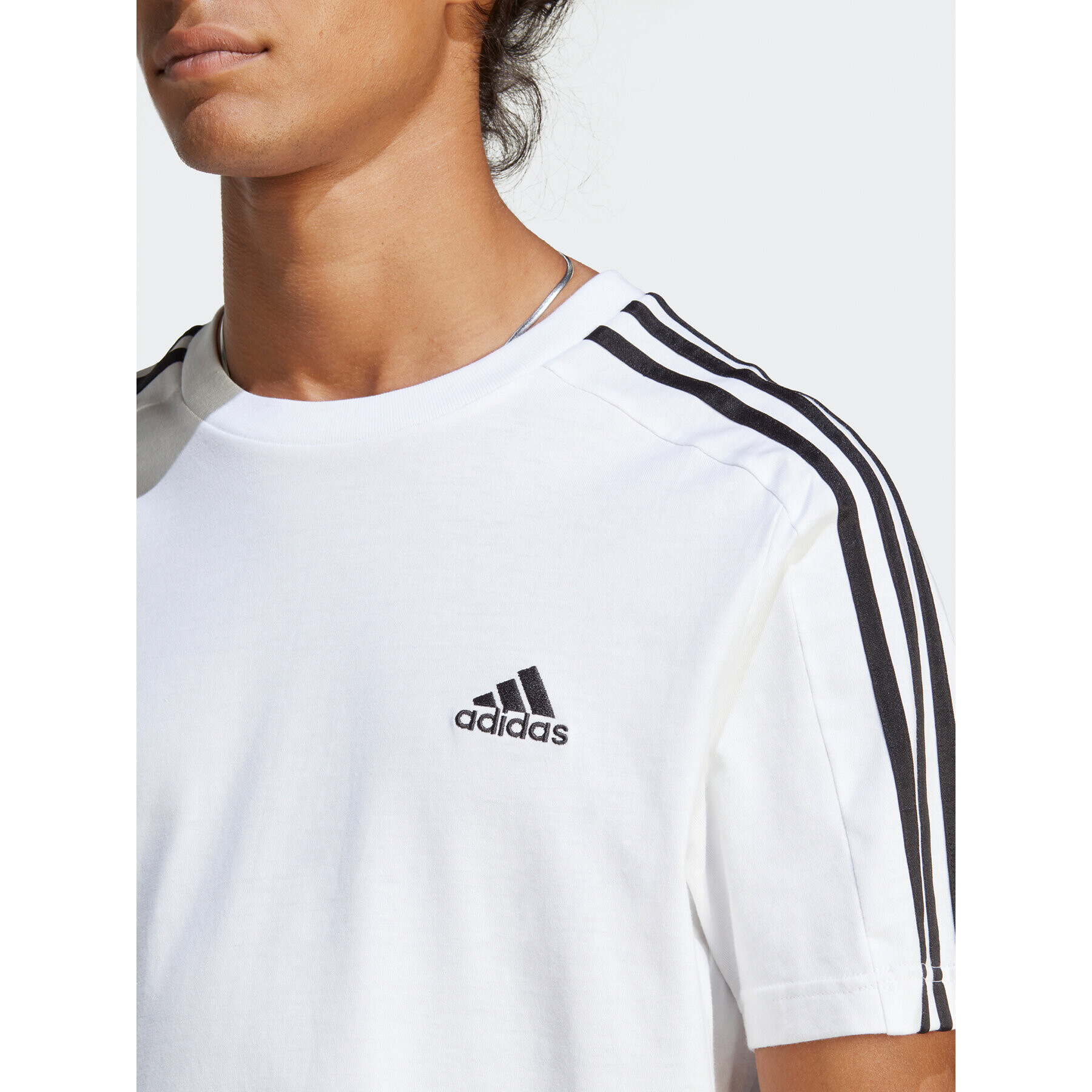 adidas Тишърт Essentials Single Jersey 3-Stripes T-Shirt IC9336 Бял Regular Fit - Pepit.bg