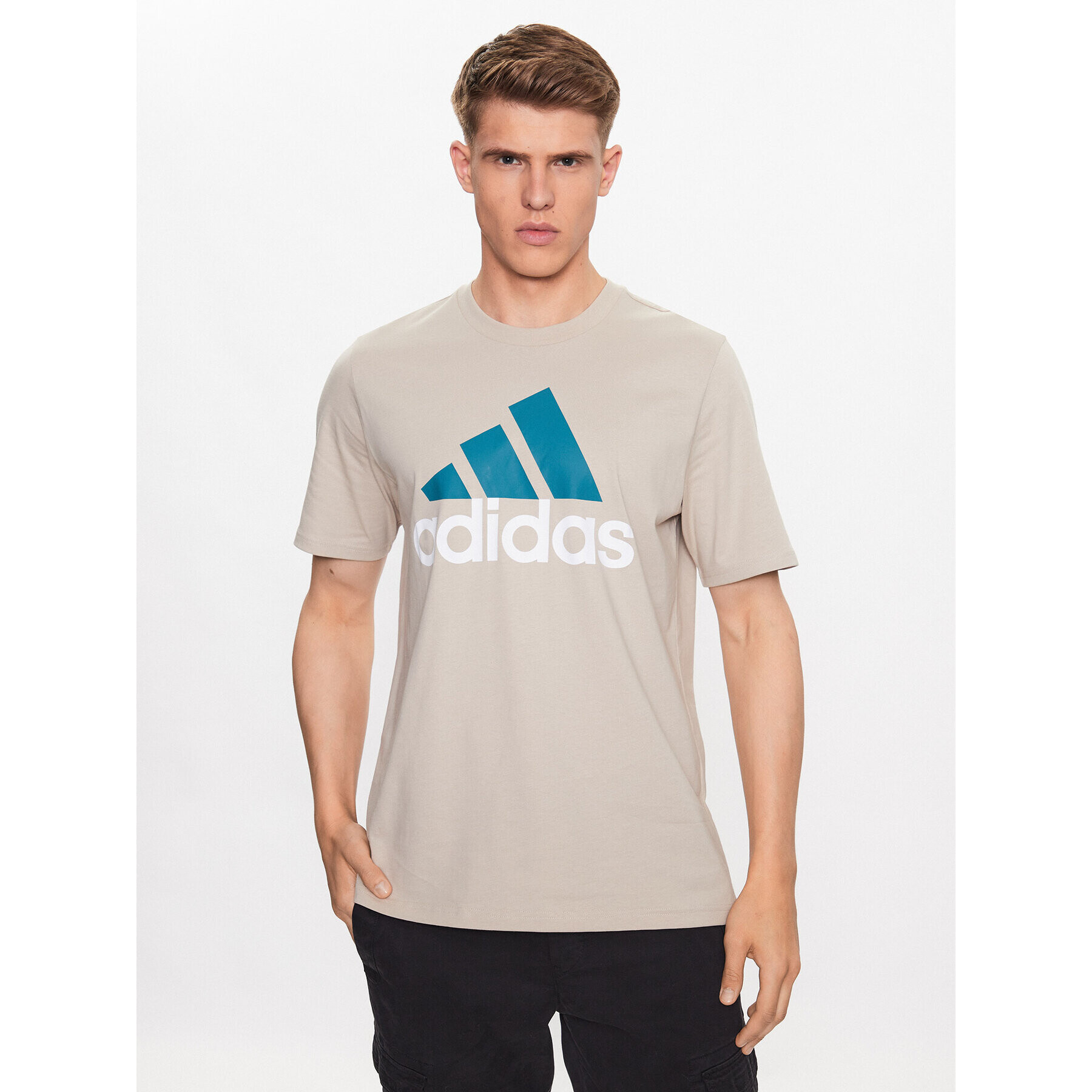 adidas Тишърт Essentials Single Jersey Big Logo T-Shirt IJ8575 Бежов Regular Fit - Pepit.bg