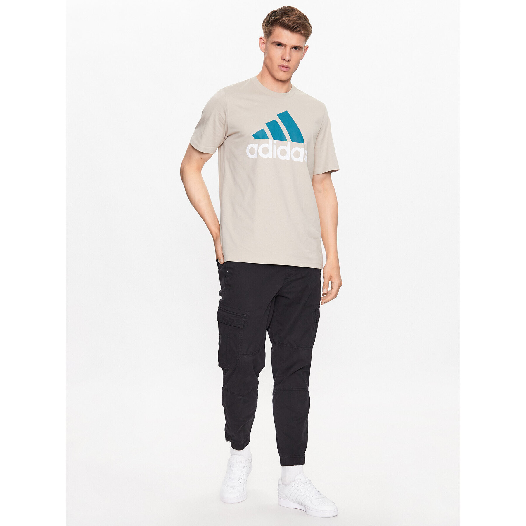 adidas Тишърт Essentials Single Jersey Big Logo T-Shirt IJ8575 Бежов Regular Fit - Pepit.bg