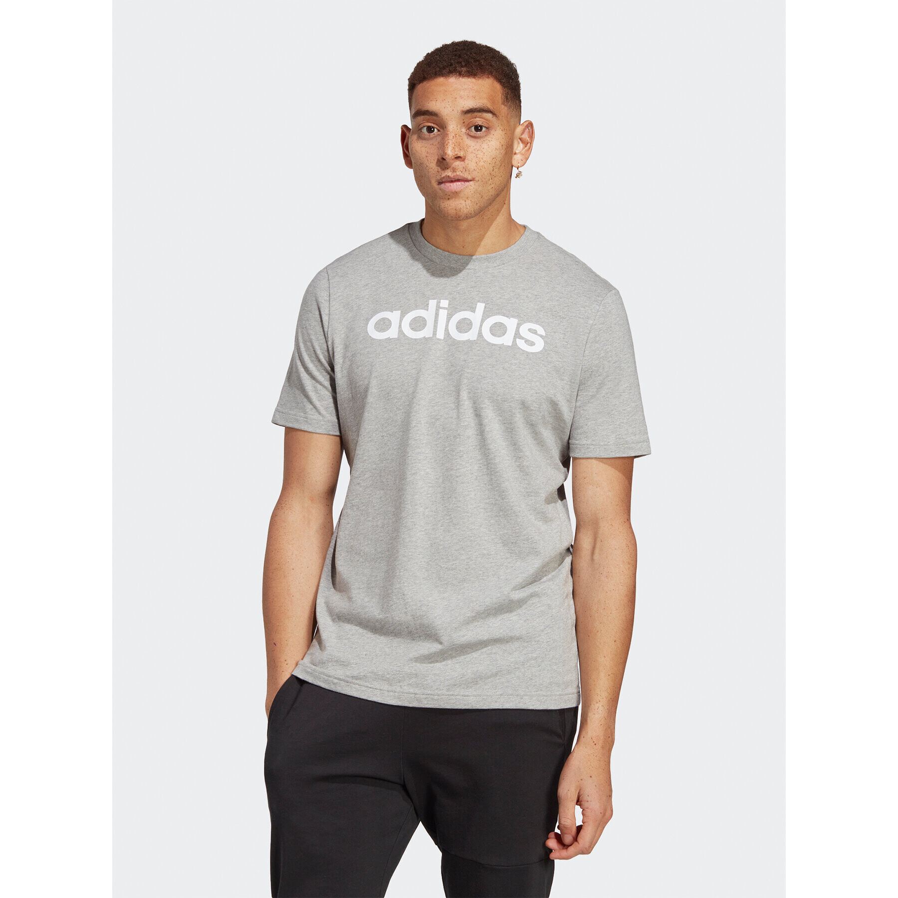 adidas Тишърт Essentials Single Jersey Linear Embroidered Logo T-Shirt IC9277 Сив Regular Fit - Pepit.bg