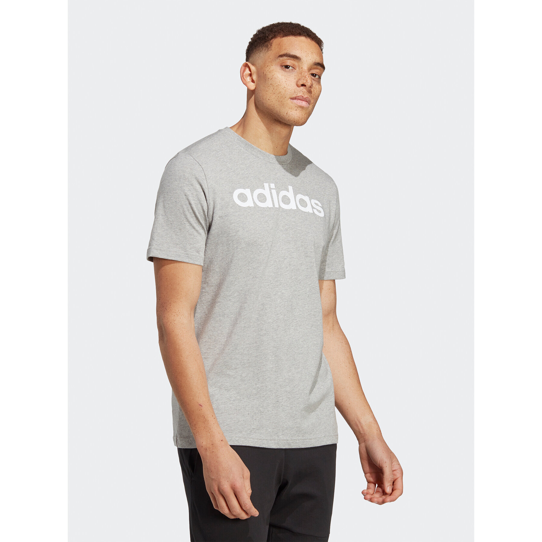 adidas Тишърт Essentials Single Jersey Linear Embroidered Logo T-Shirt IC9277 Сив Regular Fit - Pepit.bg