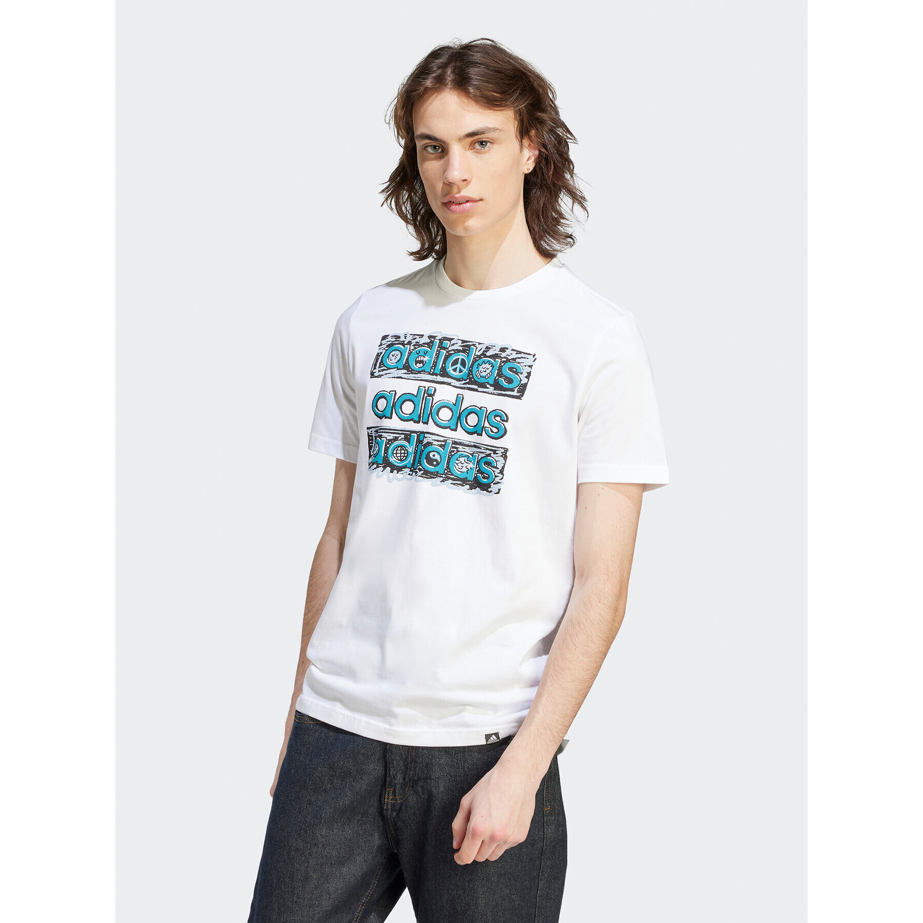adidas Тишърт HY1338 Бял Regular Fit - Pepit.bg