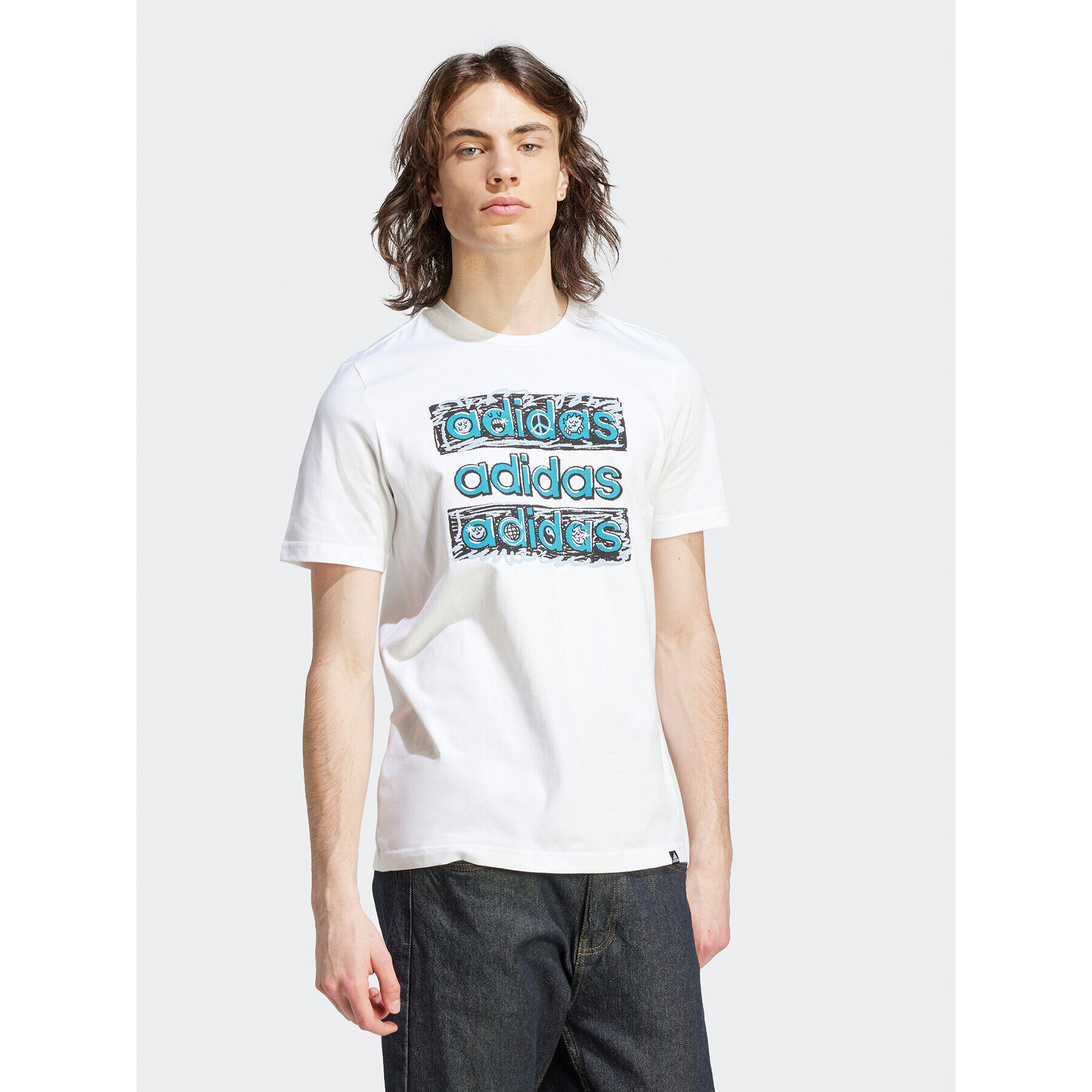 adidas Тишърт HY1338 Бял Regular Fit - Pepit.bg