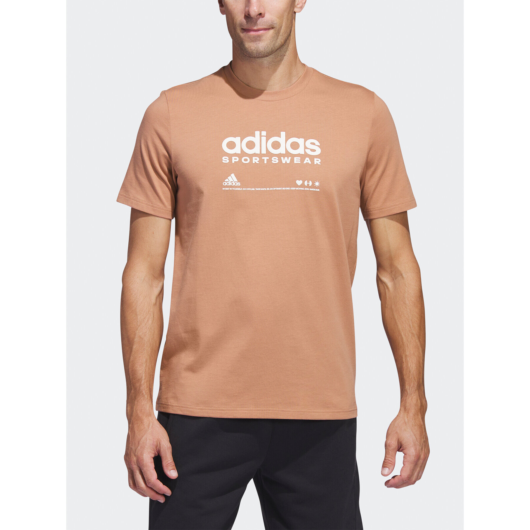 adidas Тишърт Lounge Graphic T-Shirt H49668 Кафяв Regular Fit - Pepit.bg