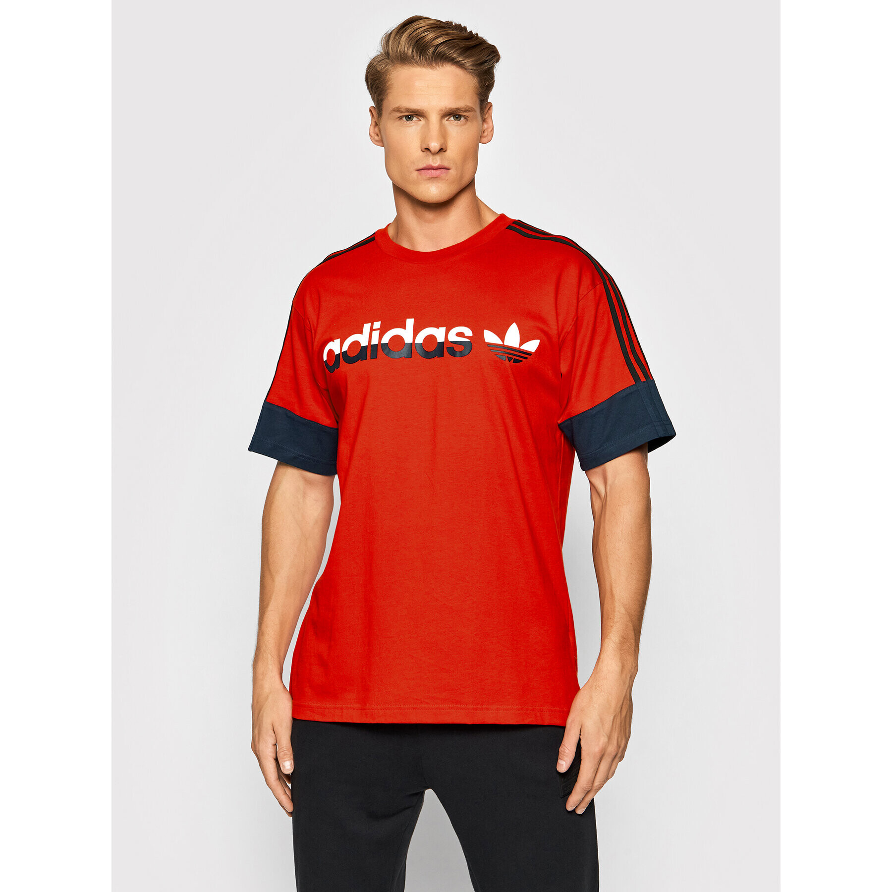 adidas Тишърт Sprt 3-Stripes Split H31274 Червен Regular Fit - Pepit.bg