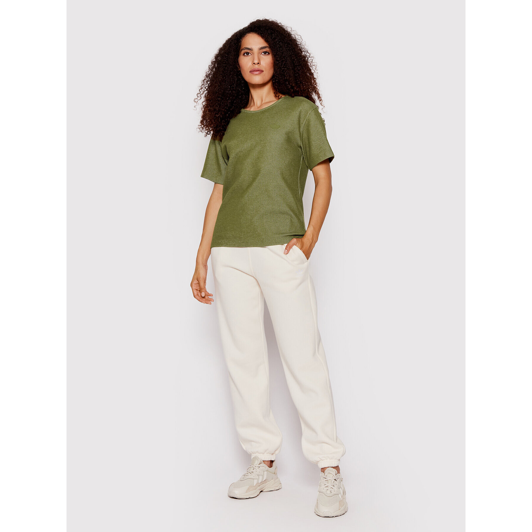 adidas Тишърт Two-Colored Ribbed HF2096 Зелен Regular Fit - Pepit.bg