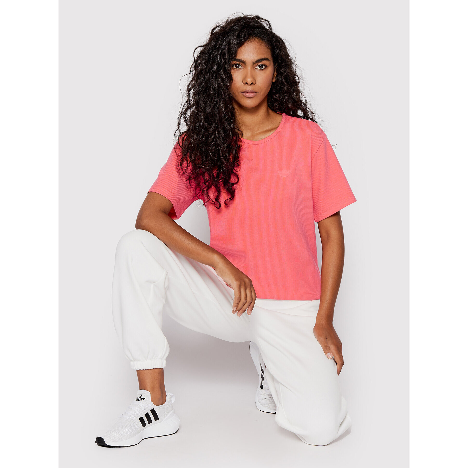 adidas Тишърт Two-Colored Ribbed HF2097 Розов Regular Fit - Pepit.bg