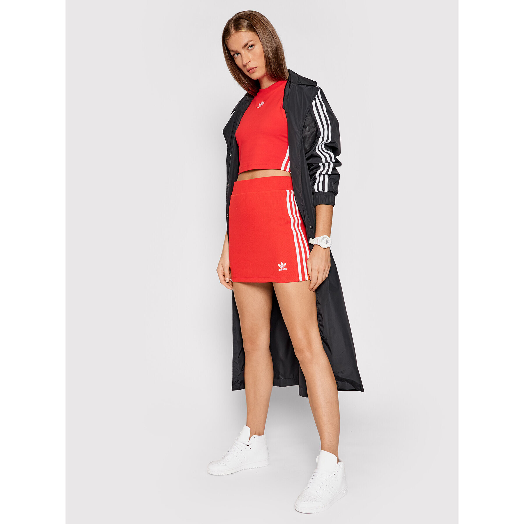 adidas топ adicolor Classics Cropped H38733 Червен Slim Fit - Pepit.bg