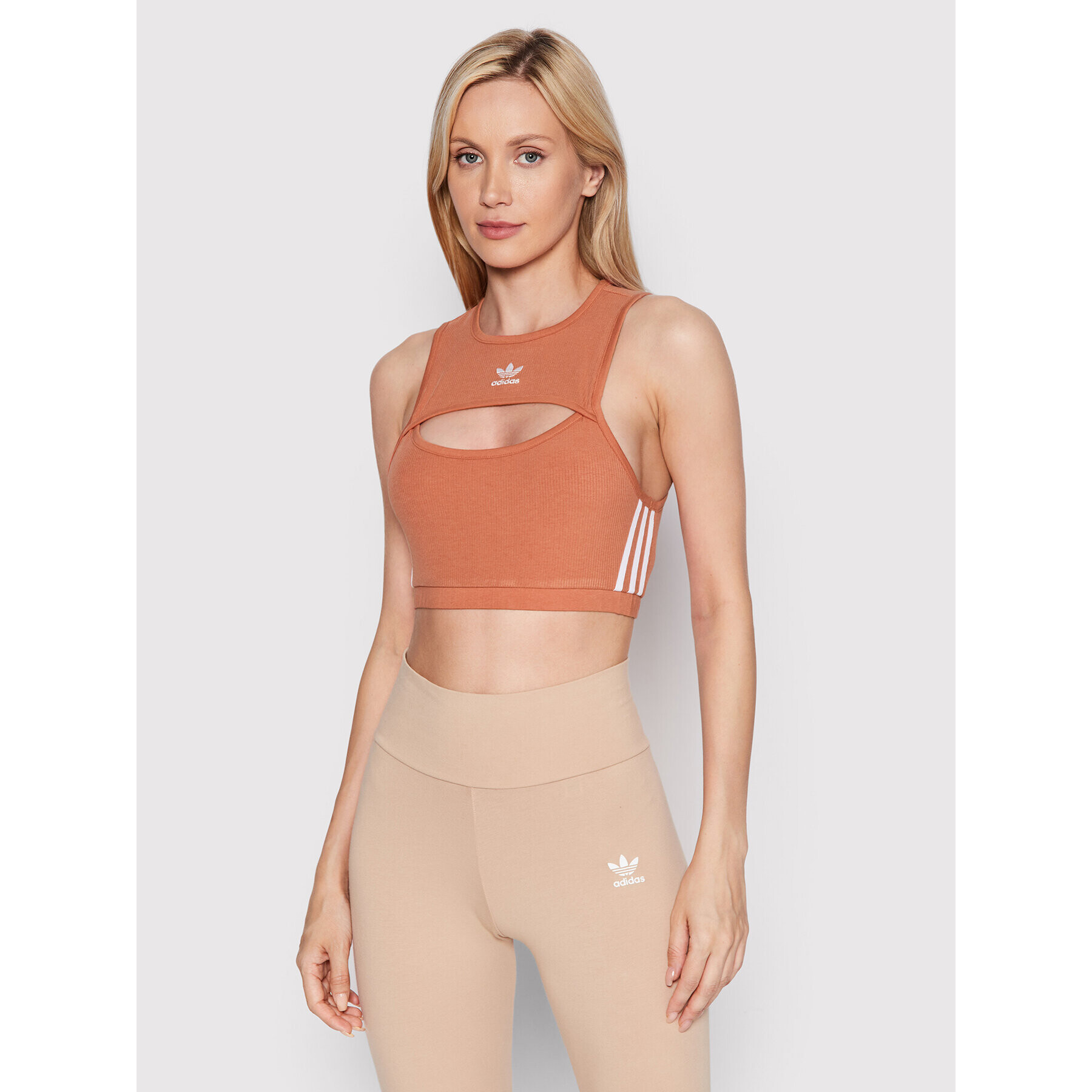 adidas топ adicolor Classics HM2118 Оранжев Slim Fit - Pepit.bg