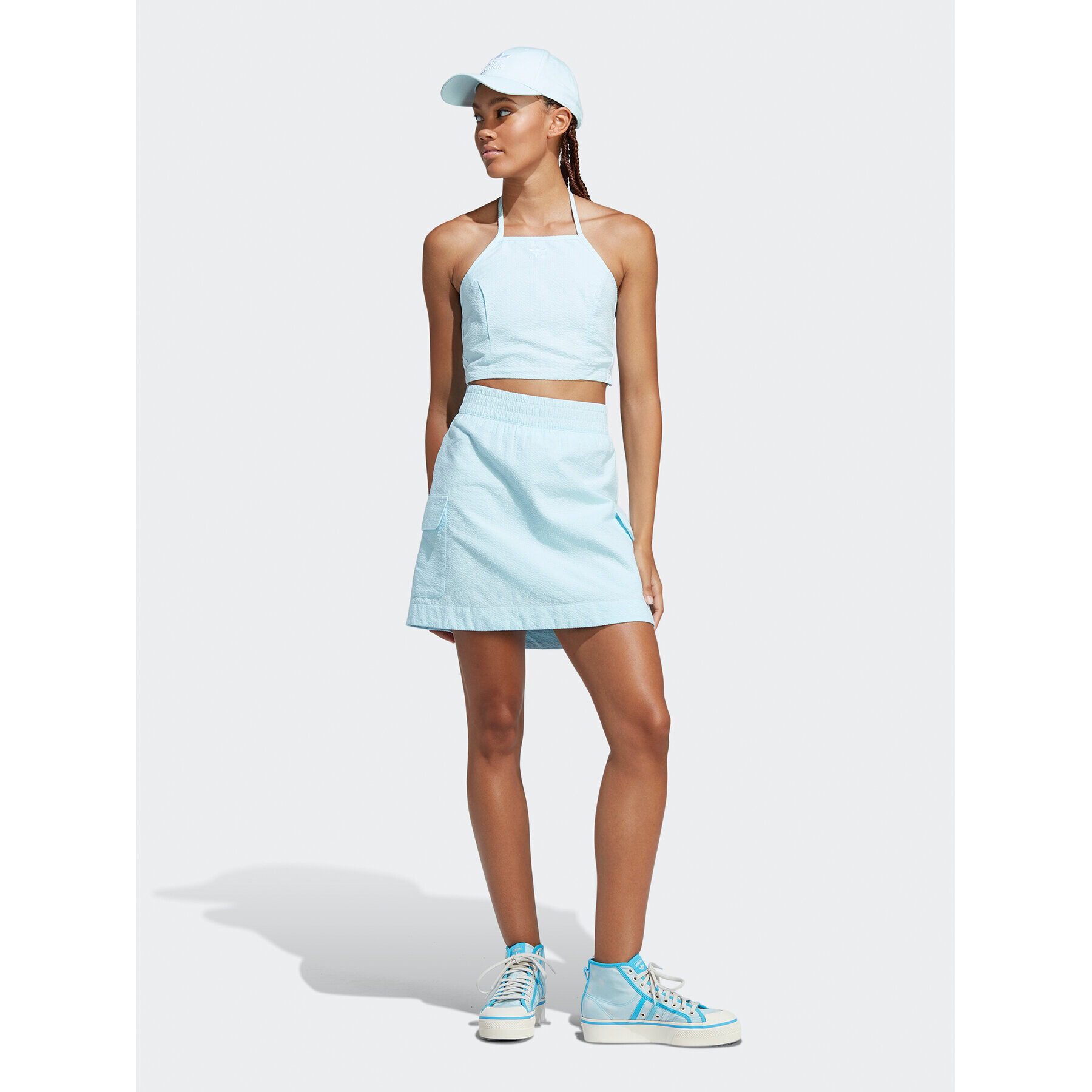 adidas топ adicolor Classics Poplin HL9307 Син Slim Fit - Pepit.bg