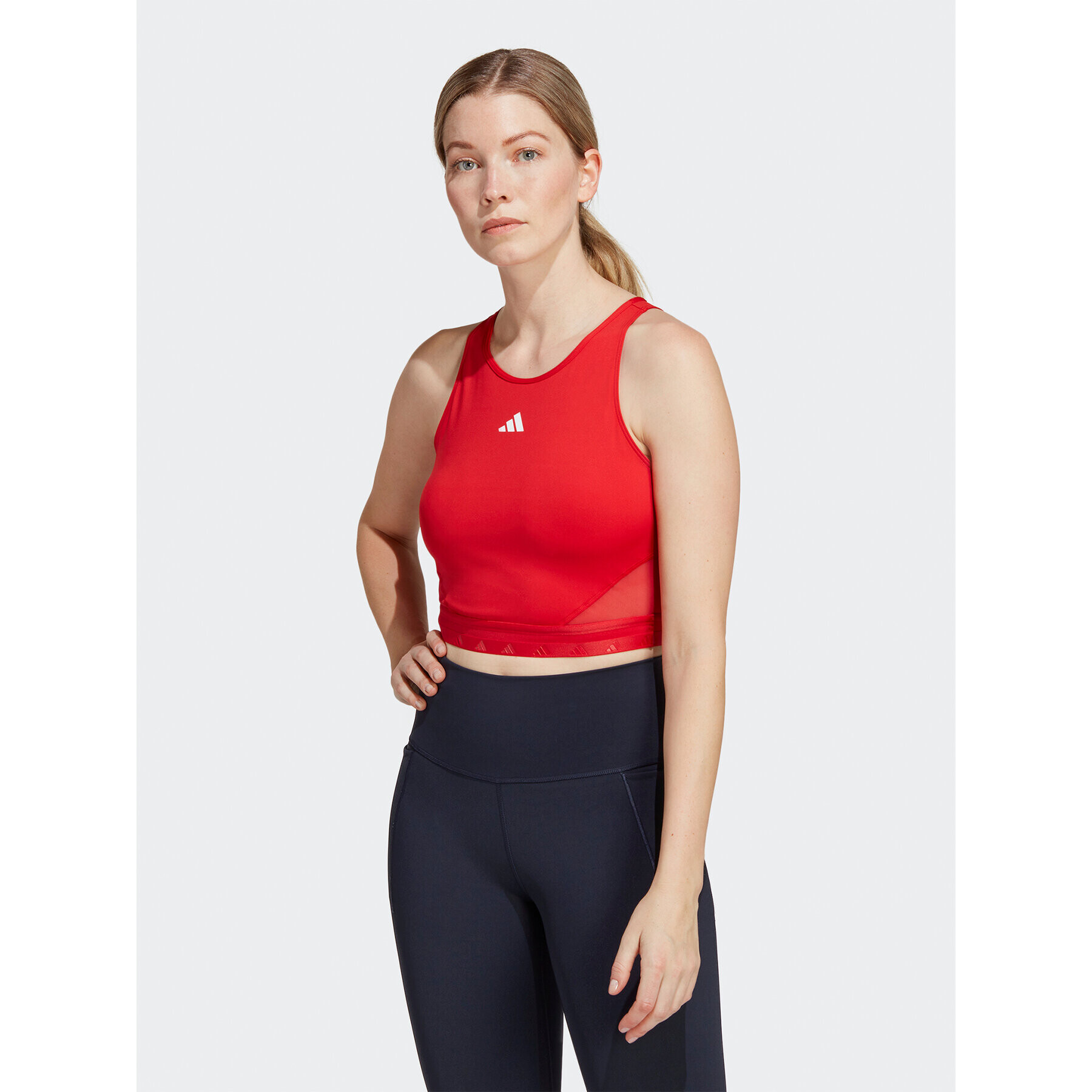 adidas топ AEROREADY Hyperglam Crop Tank Top IB4083 Червен - Pepit.bg