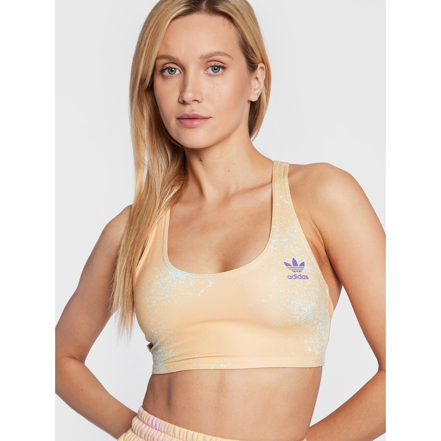 adidas топ Allover Print HL6596 Оранжев Slim Fit - Pepit.bg