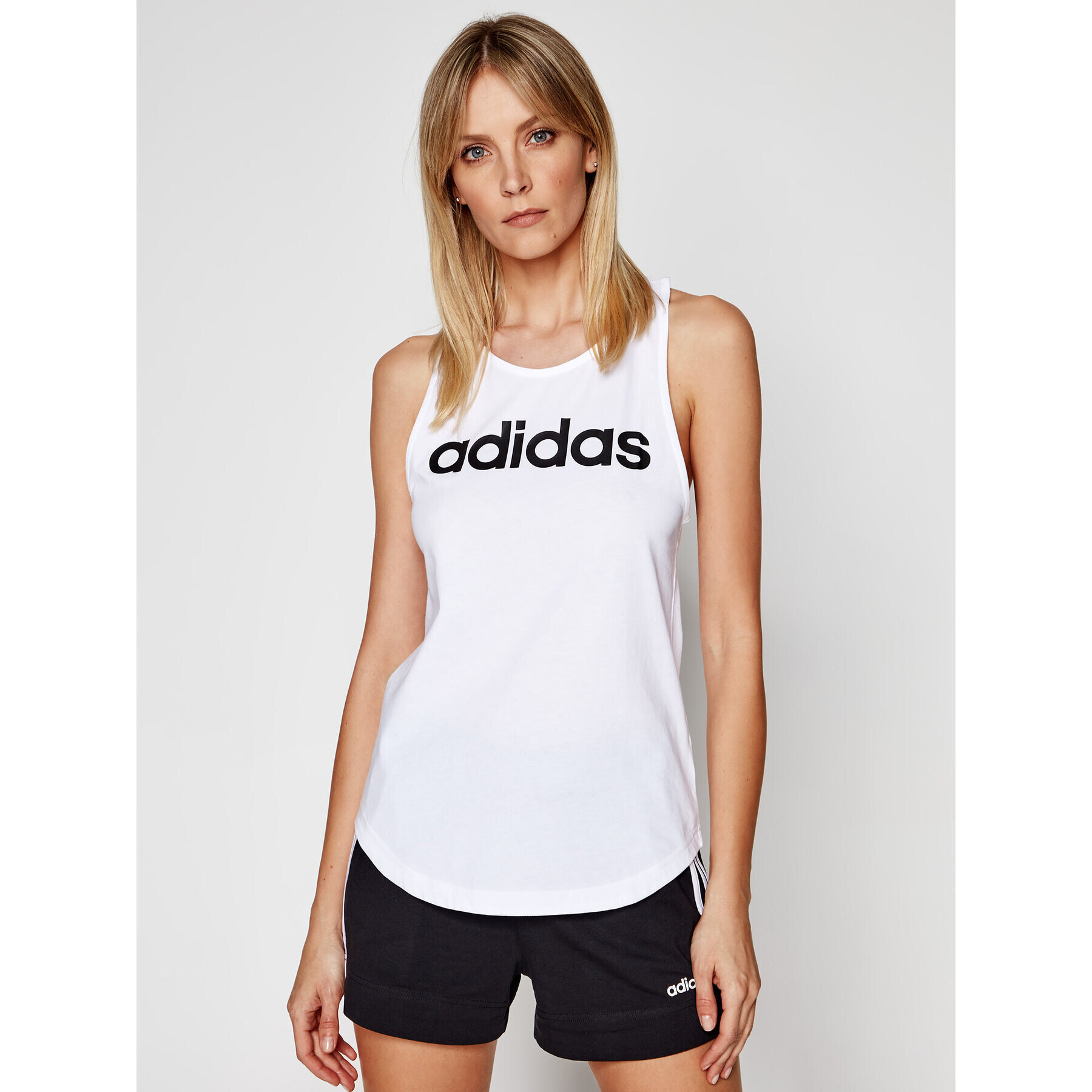 adidas Топ Essentials Linear DP2360 Бял Regular Fit - Pepit.bg