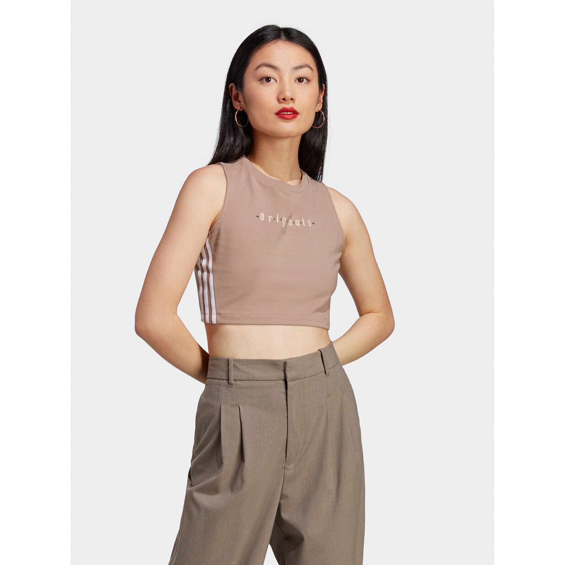 adidas топ Tank Top IQ3404 Кафяв - Pepit.bg