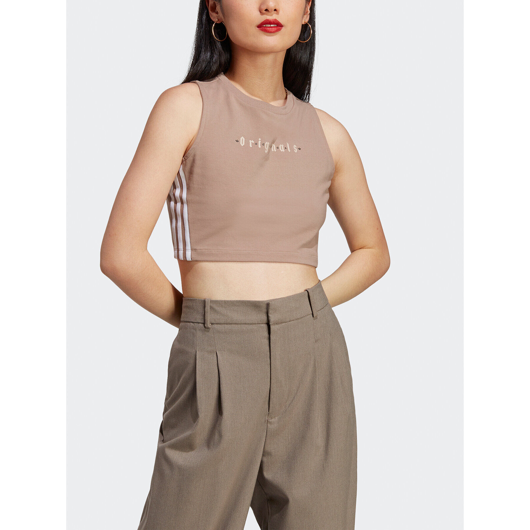 adidas топ Tank Top IQ3404 Кафяв - Pepit.bg