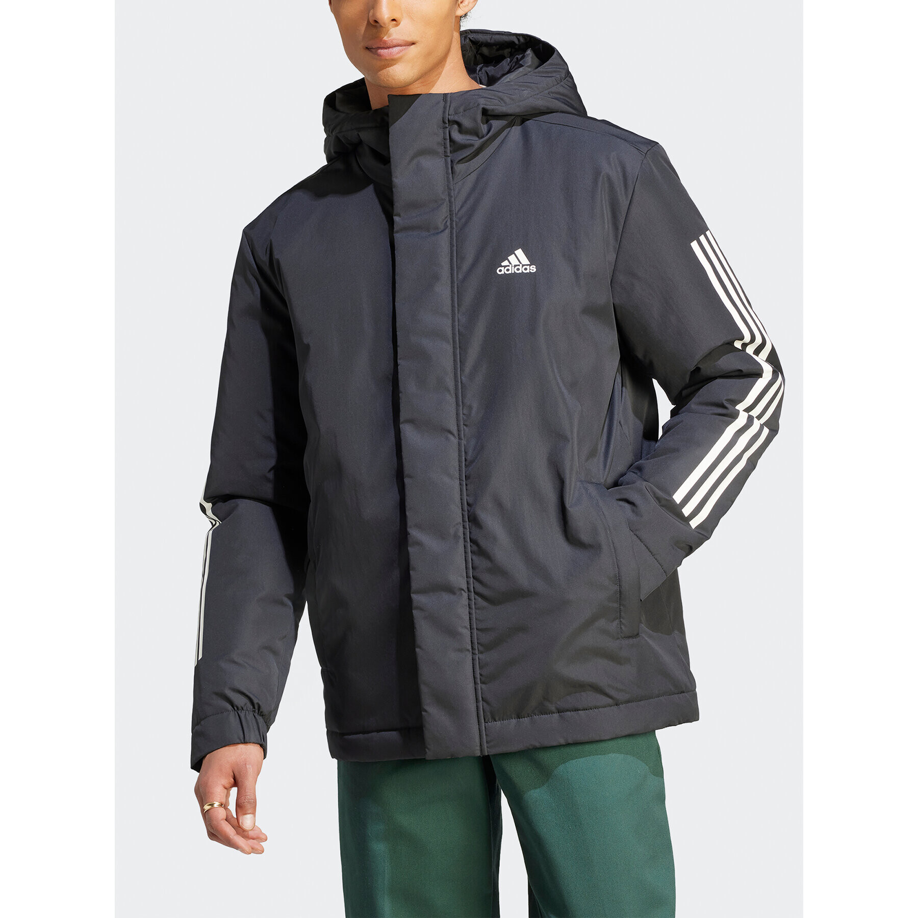 adidas Преходно яке 3-Stripes IP2537 Черен Regular Fit - Pepit.bg