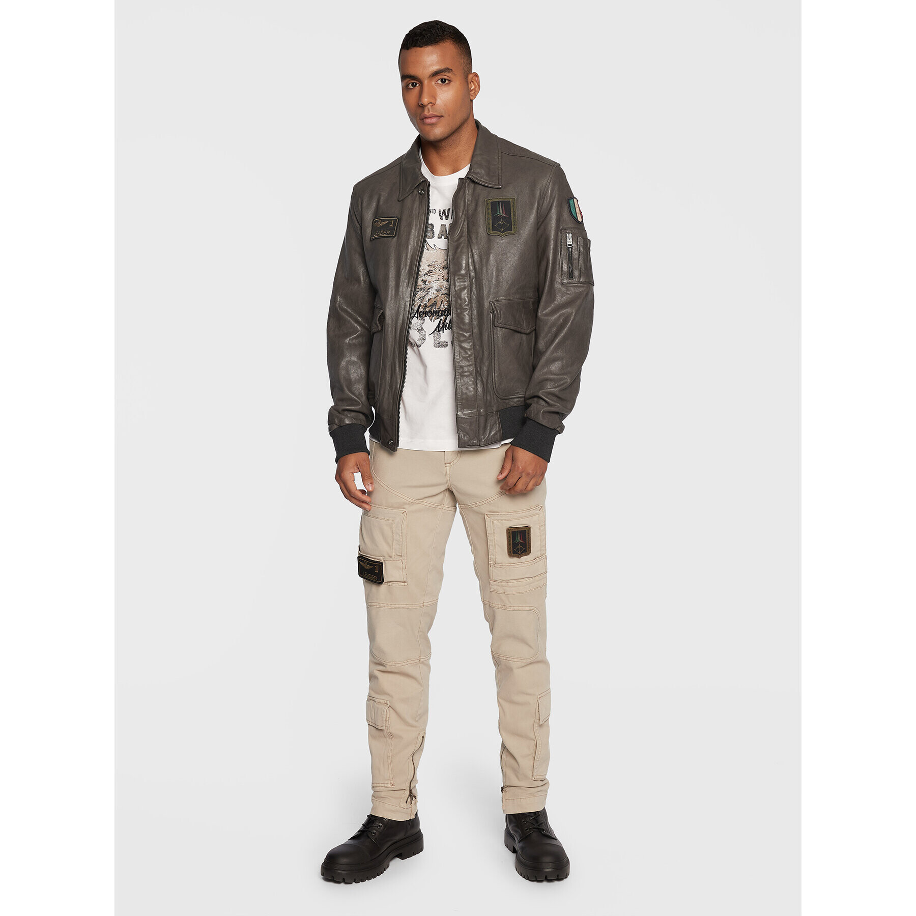 Aeronautica Militare Кожено яке 222PN895PL145 Кафяв Regular Fit - Pepit.bg