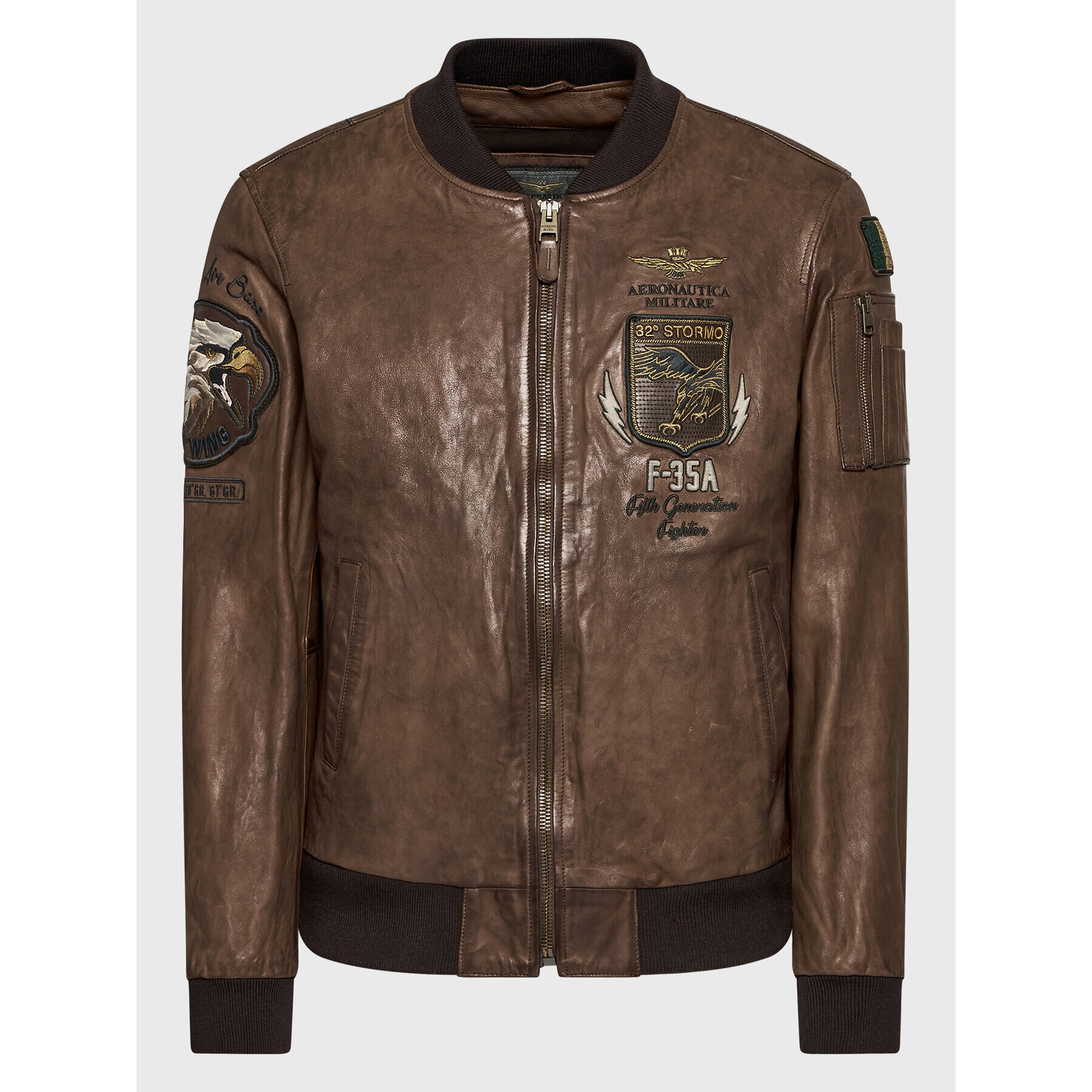 Aeronautica Militare Кожено яке 222PN925PL184 Кафяв Regular Fit - Pepit.bg