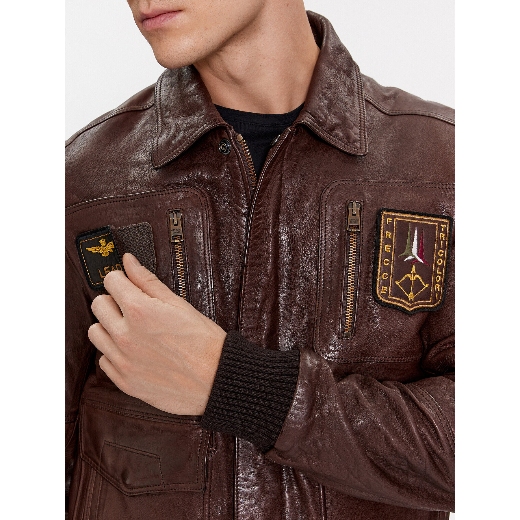 Aeronautica Militare Кожено яке 232PN924PL147 Кафяв Regular Fit - Pepit.bg