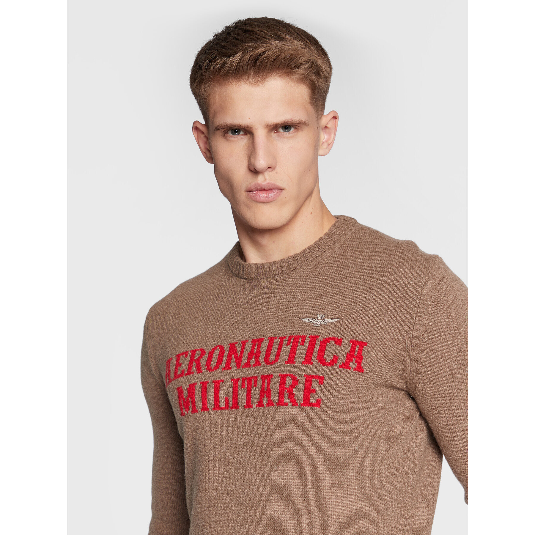 Aeronautica Militare Пуловер 222MA1418L417 Кафяв Regular Fit - Pepit.bg