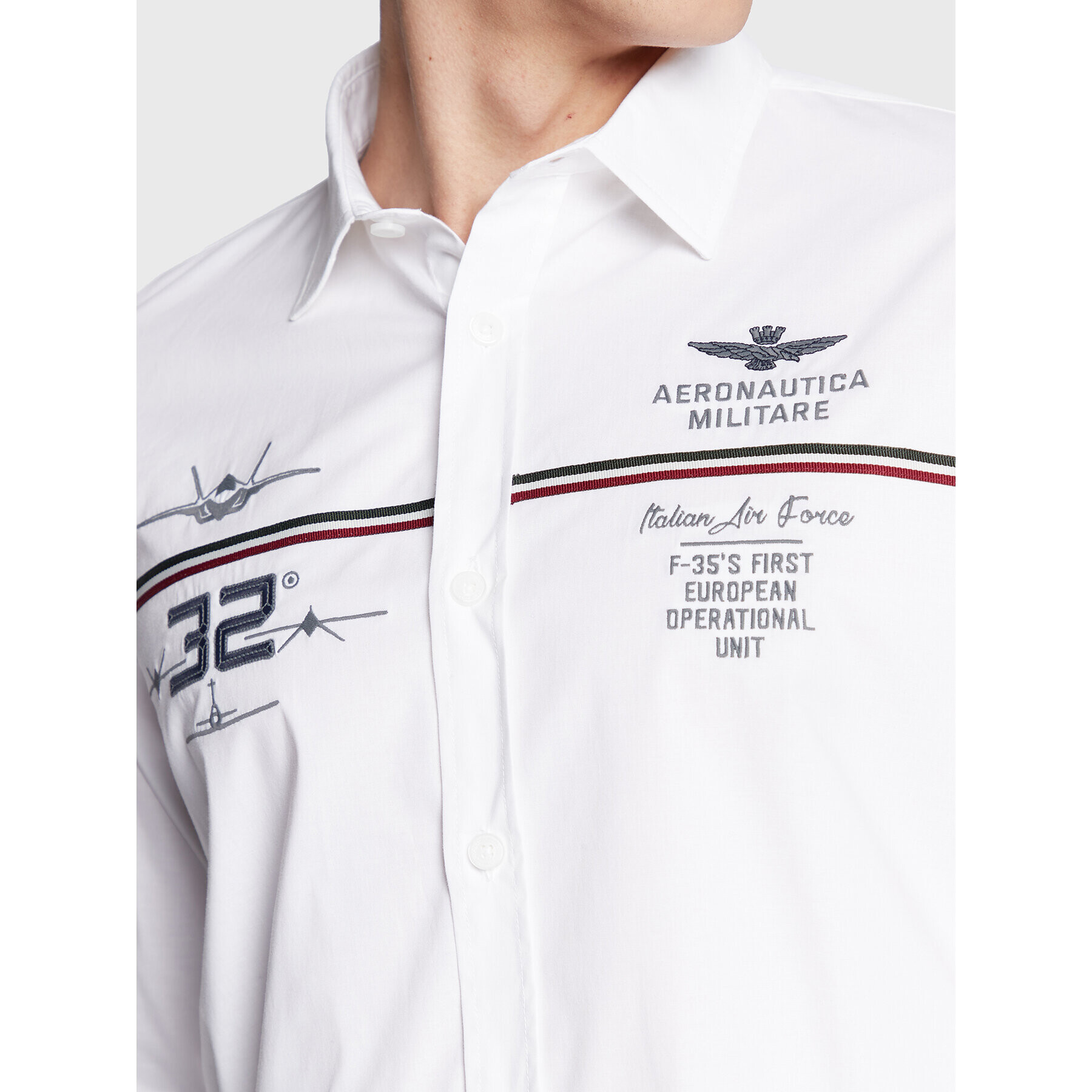 Aeronautica Militare Риза 222CA1222CT2913 Бял Slim Fit - Pepit.bg