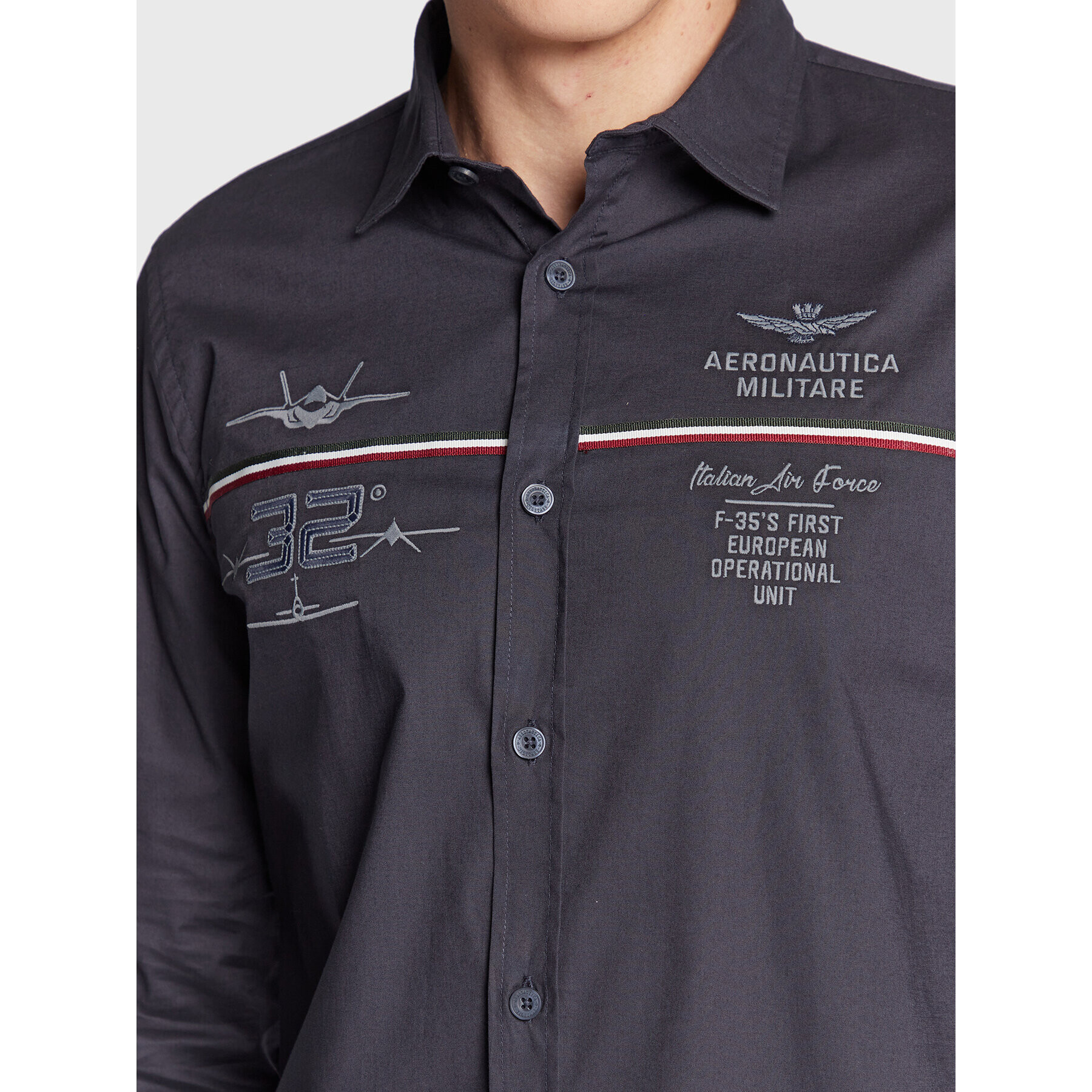 Aeronautica Militare Риза 222CA1222CT2913 Тъмносин Slim Fit - Pepit.bg