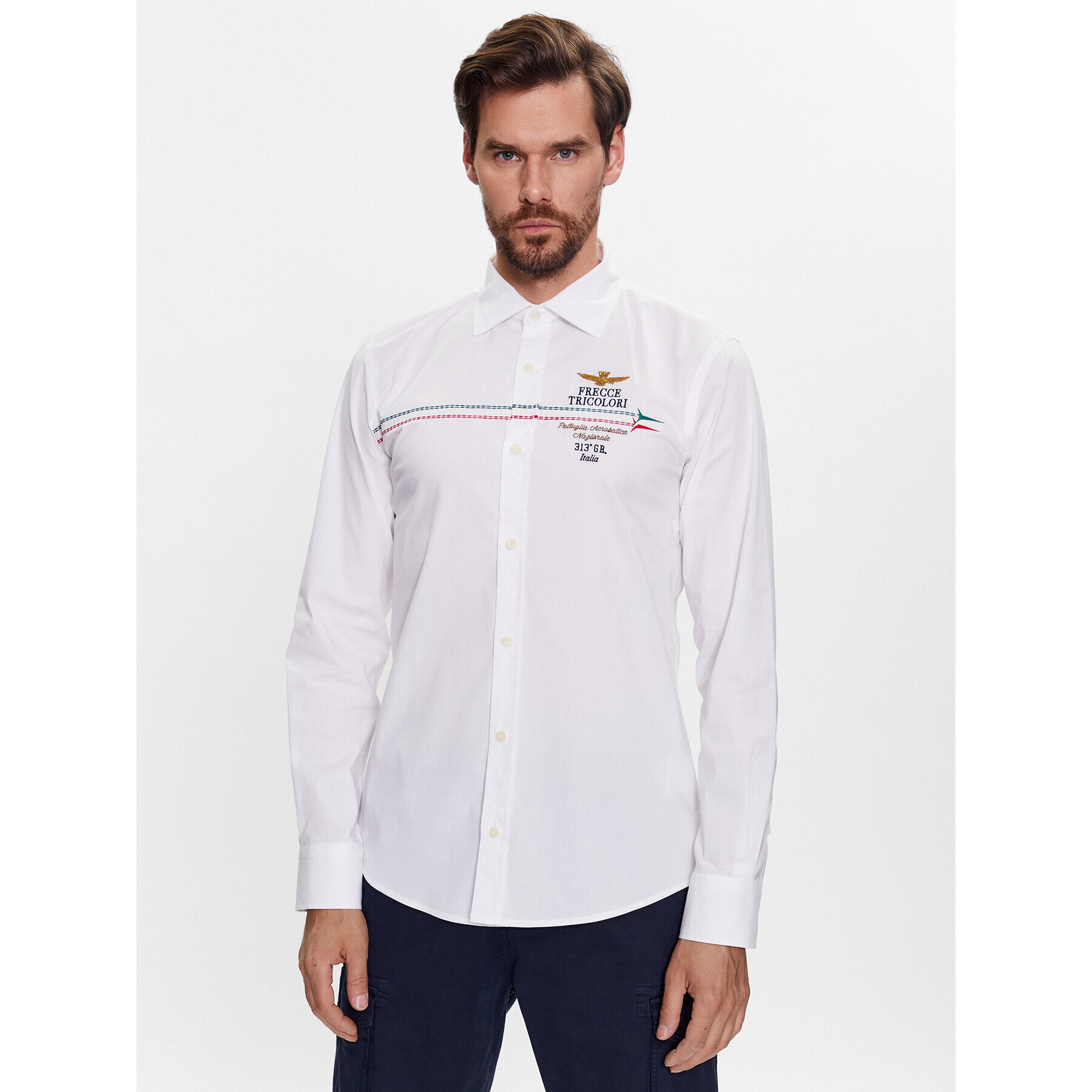 Aeronautica Militare Риза 231CA1227CT3114 Бял Slim Fit - Pepit.bg