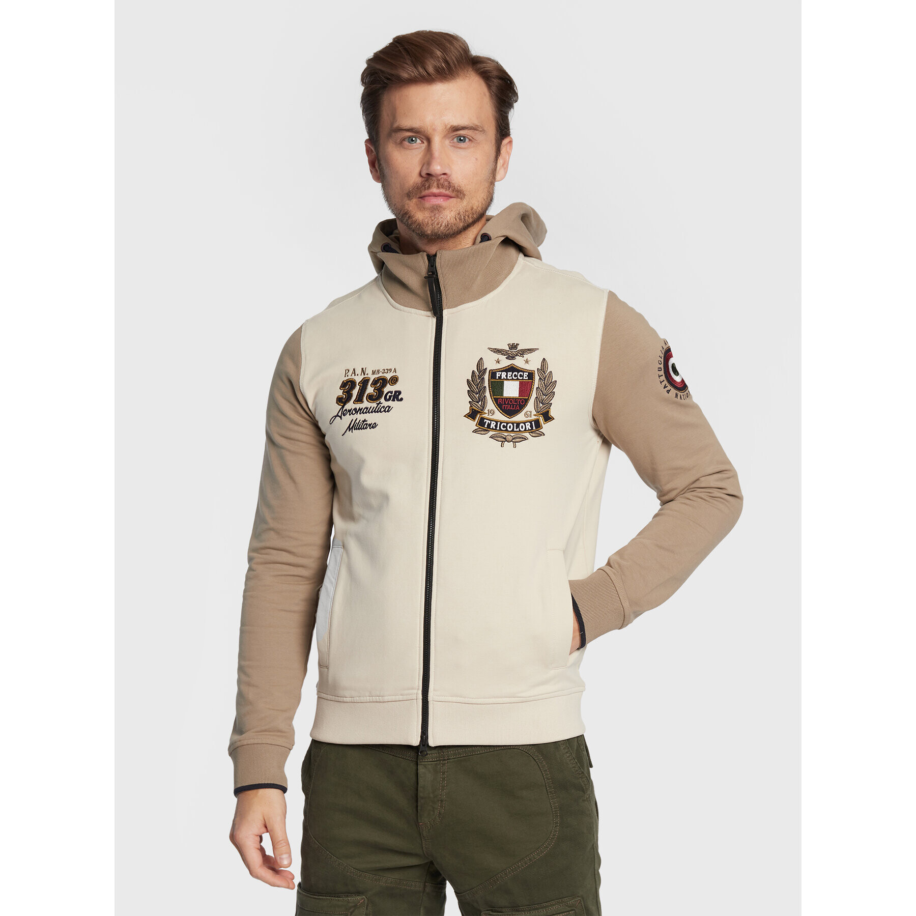 Aeronautica Militare Суитшърт 222FE1723F418 Бежов Regular Fit - Pepit.bg