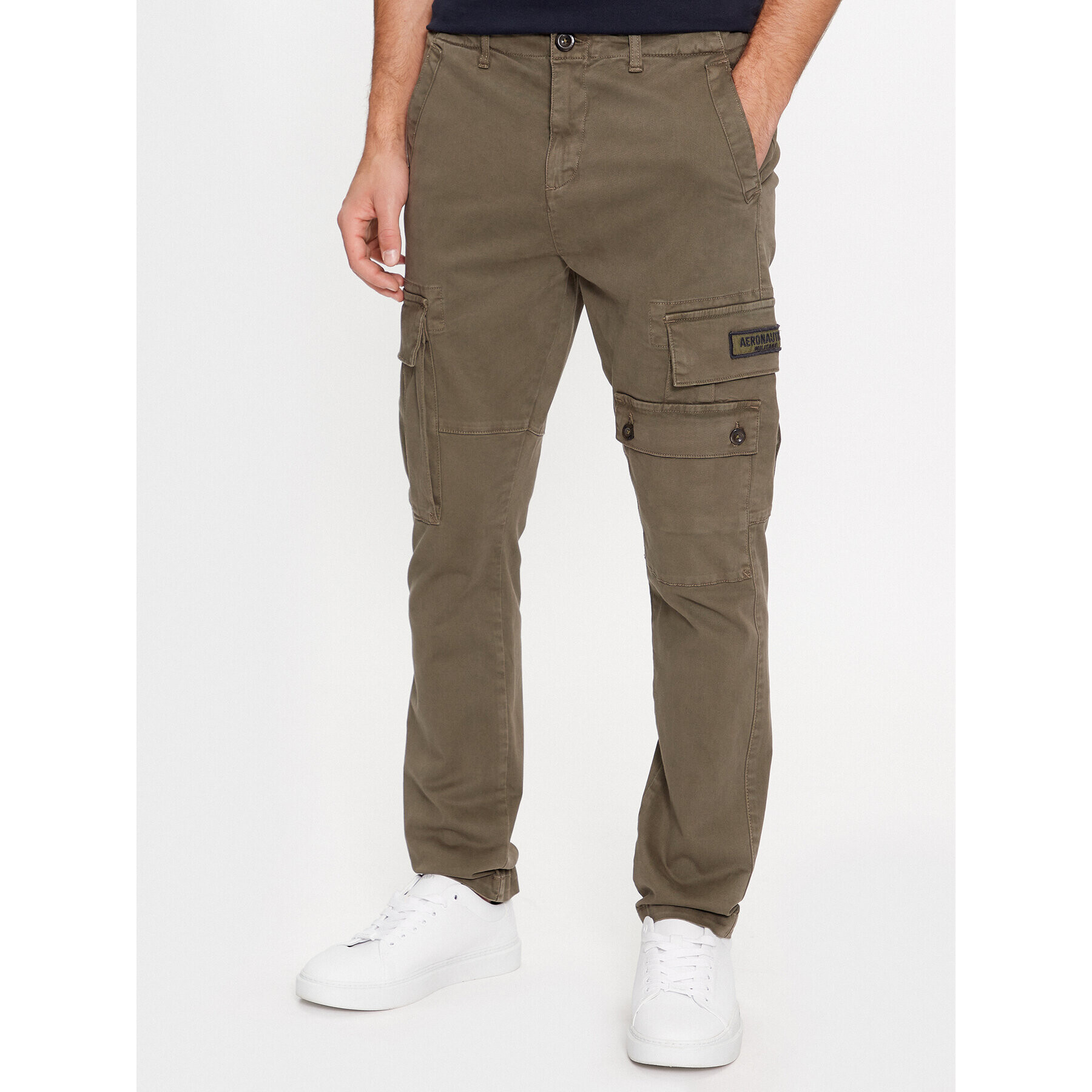 Aeronautica Militare Текстилни панталони 232PA1550CT3163 Каки Tapered Fit - Pepit.bg