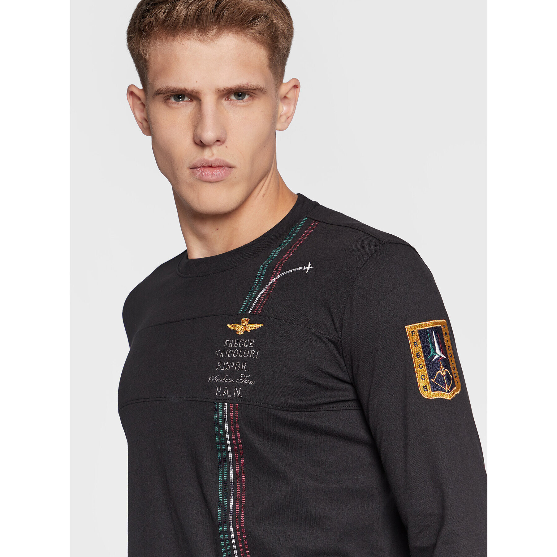 Aeronautica Militare Тениска с дълъг ръкав 222TS2043J558 Черен Regular Fit - Pepit.bg