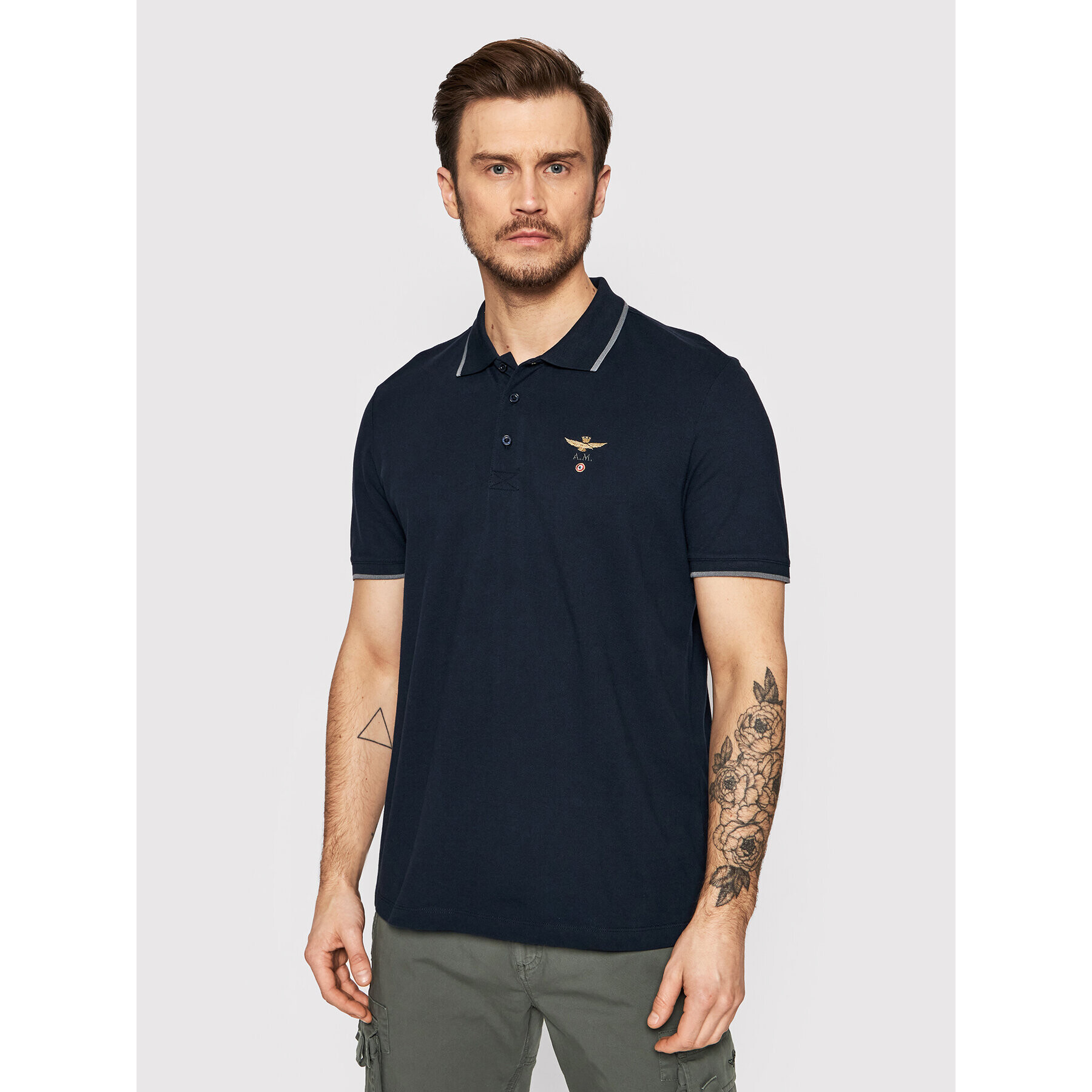 Aeronautica Militare Тениска с яка и копчета 221PO1308P82 Тъмносин Regular Fit - Pepit.bg