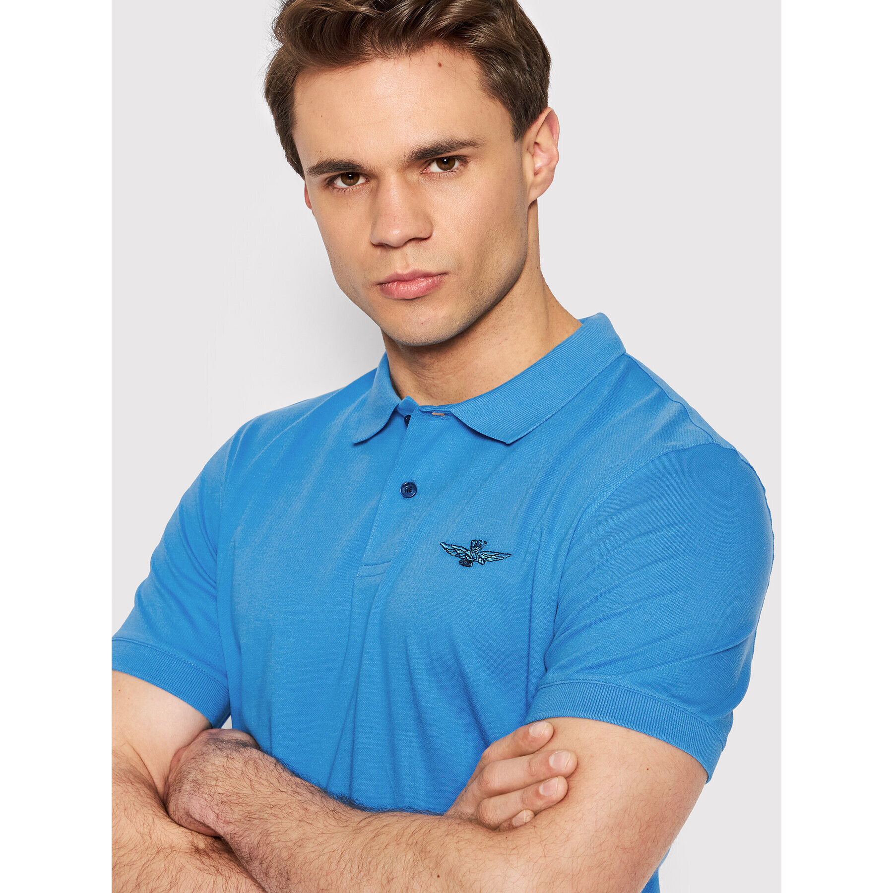 Aeronautica Militare Тениска с яка и копчета 221PO1606P178 Син Regular Fit - Pepit.bg