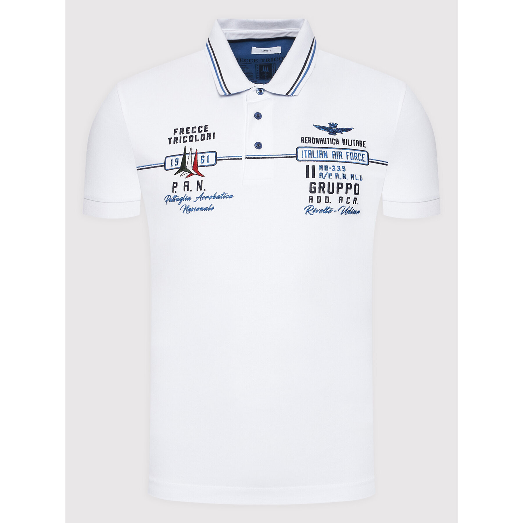 Aeronautica Militare Тениска с яка и копчета 221PO1607P199 Бял Slim Fit - Pepit.bg