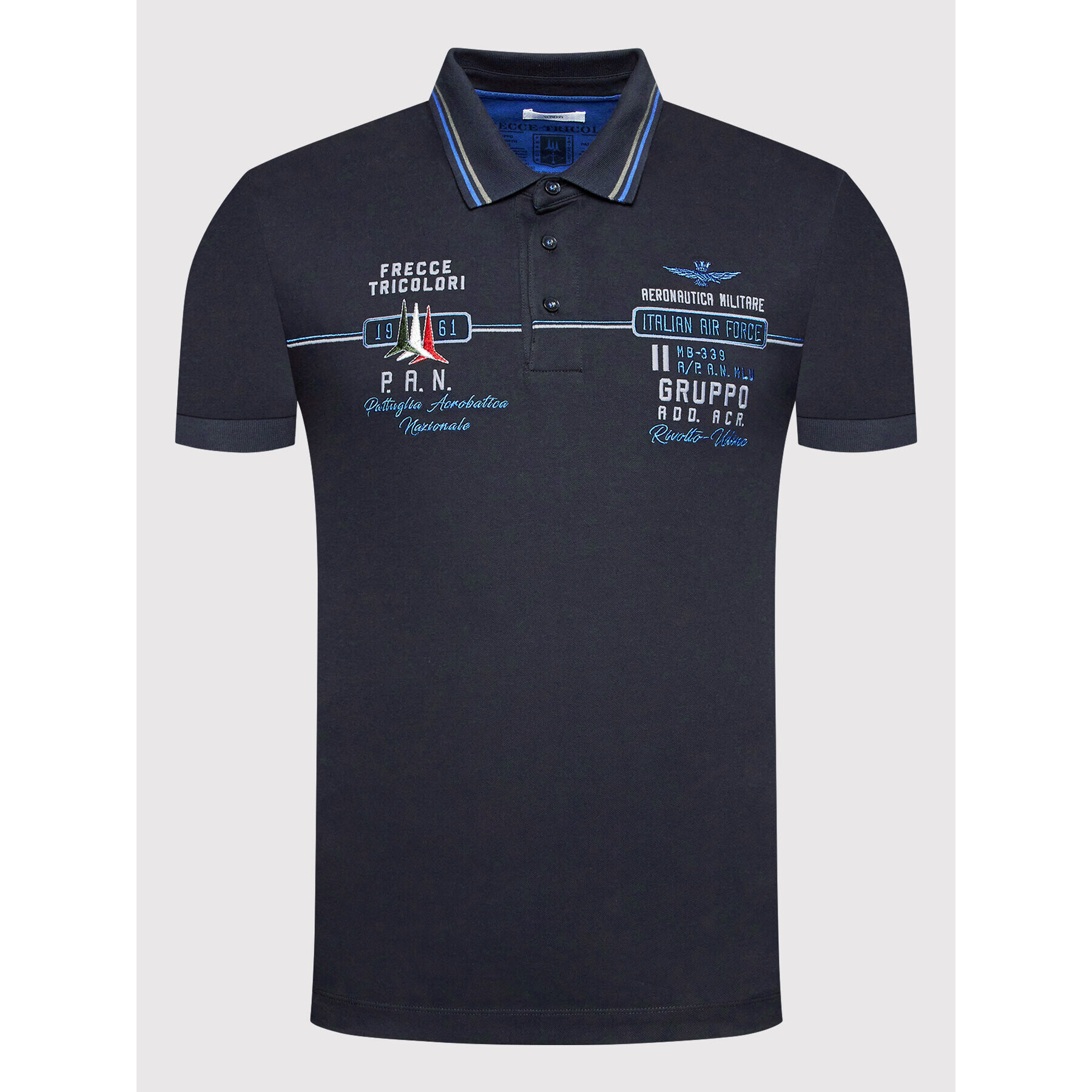 Aeronautica Militare Тениска с яка и копчета 221PO1607P199 Тъмносин Slim Fit - Pepit.bg