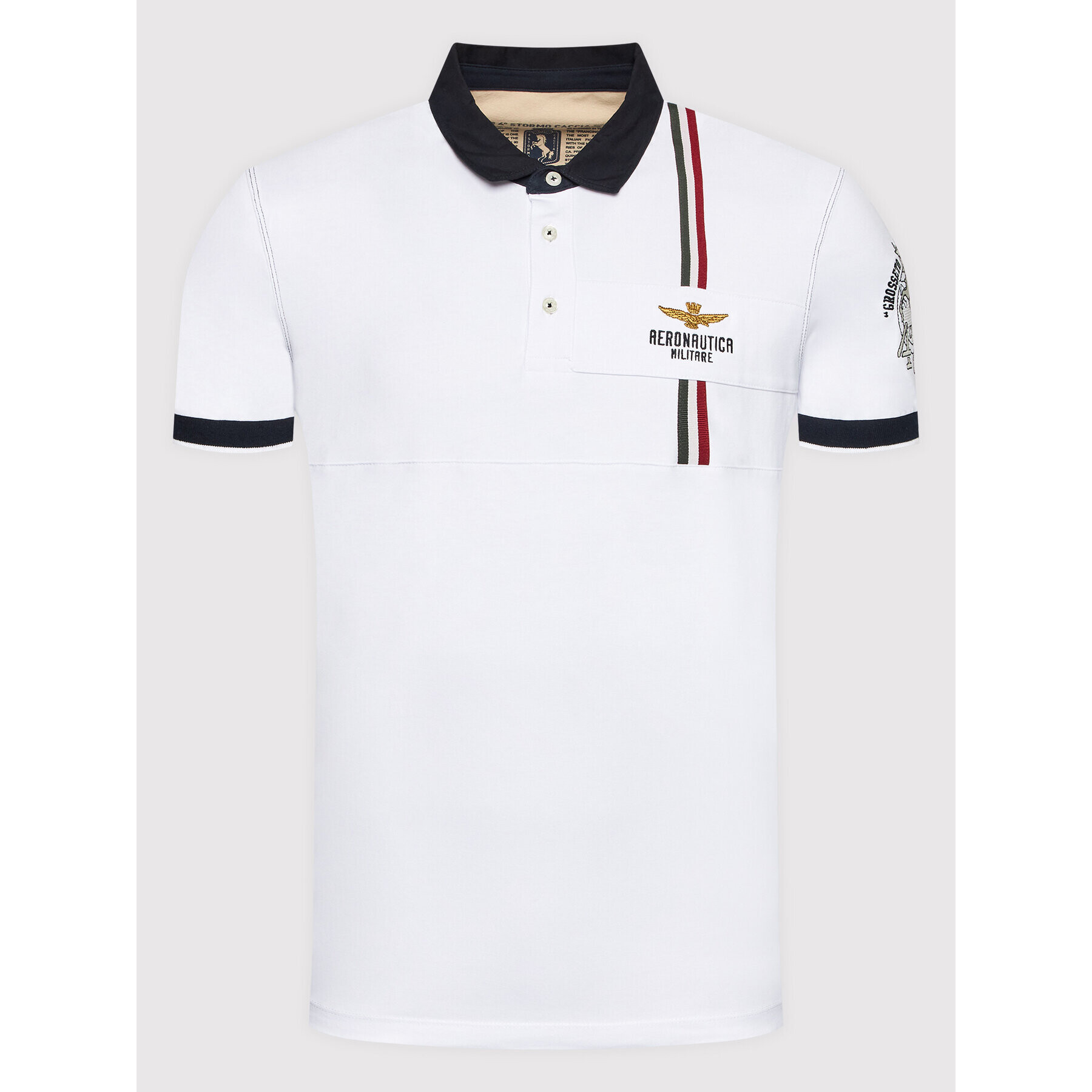 Aeronautica Militare Тениска с яка и копчета 221PO1619J469 Бял Regular Fit - Pepit.bg