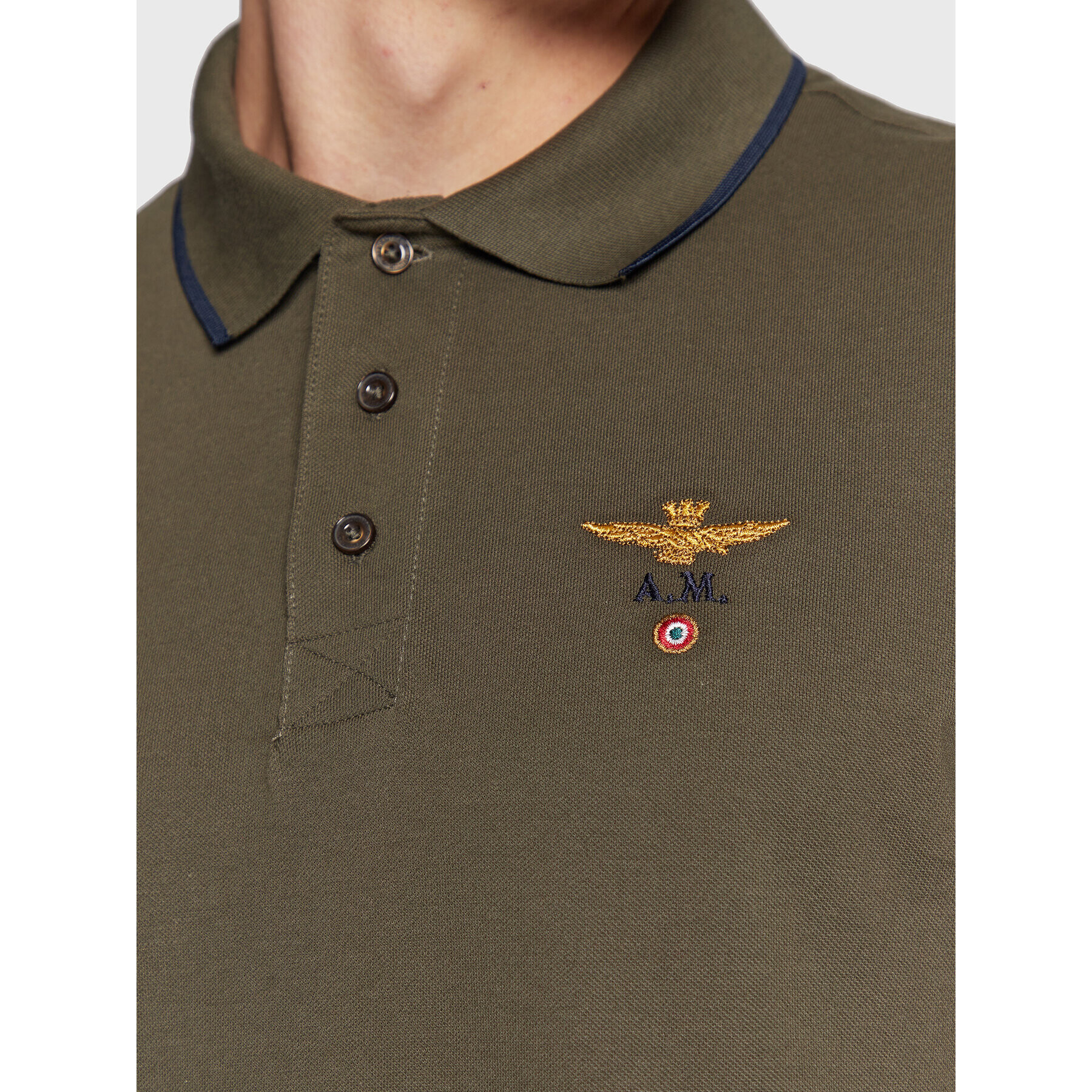 Aeronautica Militare Тениска с яка и копчета 222PO1308P82 Зелен Regular Fit - Pepit.bg