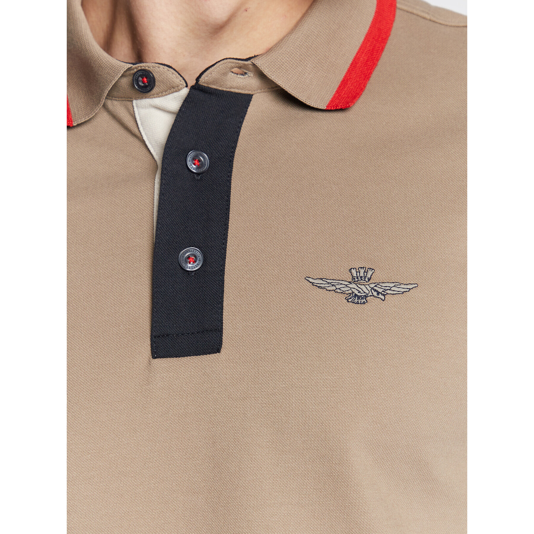 Aeronautica Militare Тениска с яка и копчета 222PO1648P173 Бежов Slim Fit - Pepit.bg